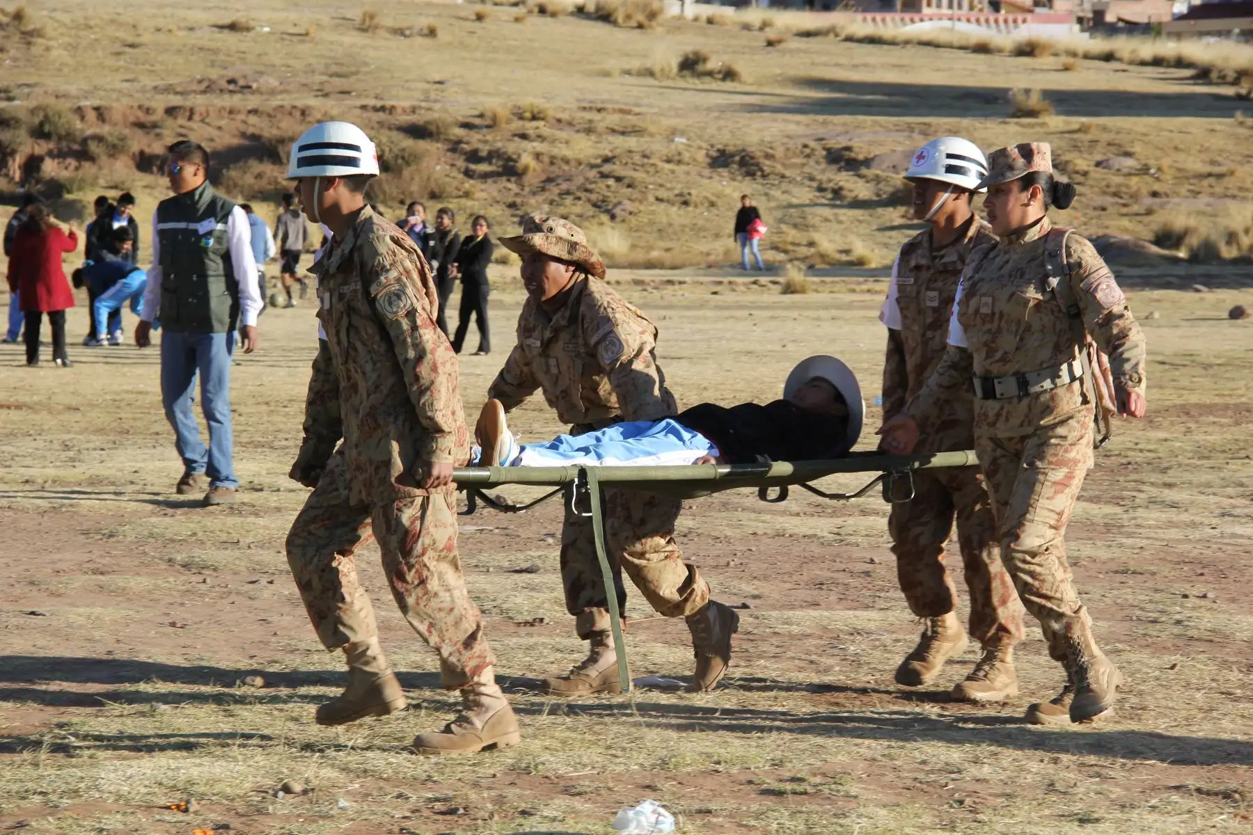 Brigadistas del COER Puno prueban su capacidad operativa en simulacro de inundación. ANDINA