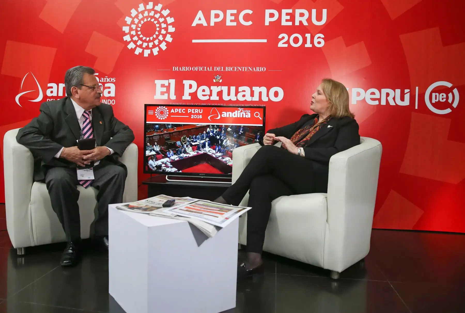 LIMA PERÚ, NOVIEMBRE 17. Entrevista para la Agencia Andina a Isabella Falco, directora de Promoción e Imagen de Promperú en el Foro APEC 2016. Foto: ANDINA/ Dante Zegarra