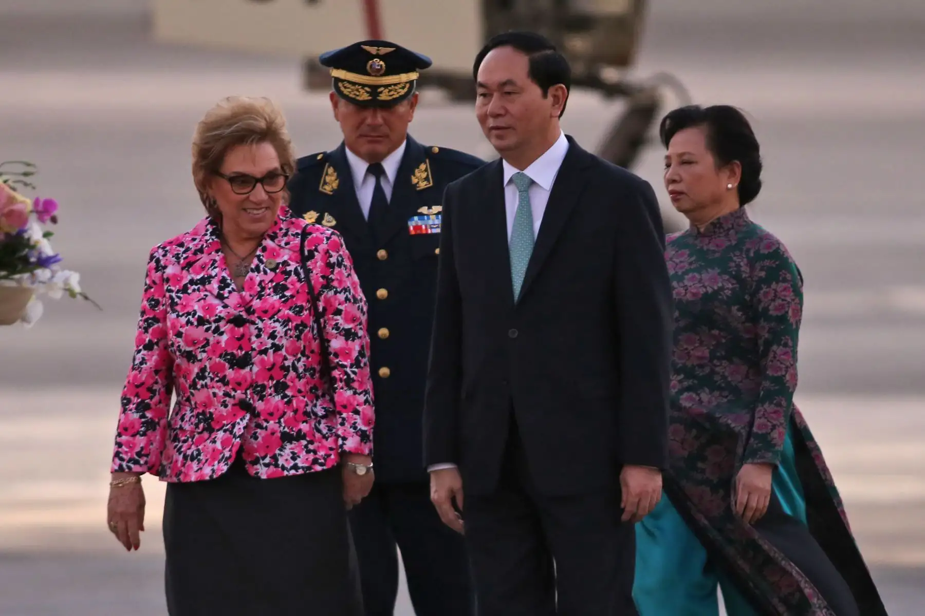 LIMA,PERÚ-NOVIEMBRE 17. Llegada del lider de la economía de Vietnam  Tran Dai Quang al grupo 8 de la FAP.Foto: ANDINA/archivo.