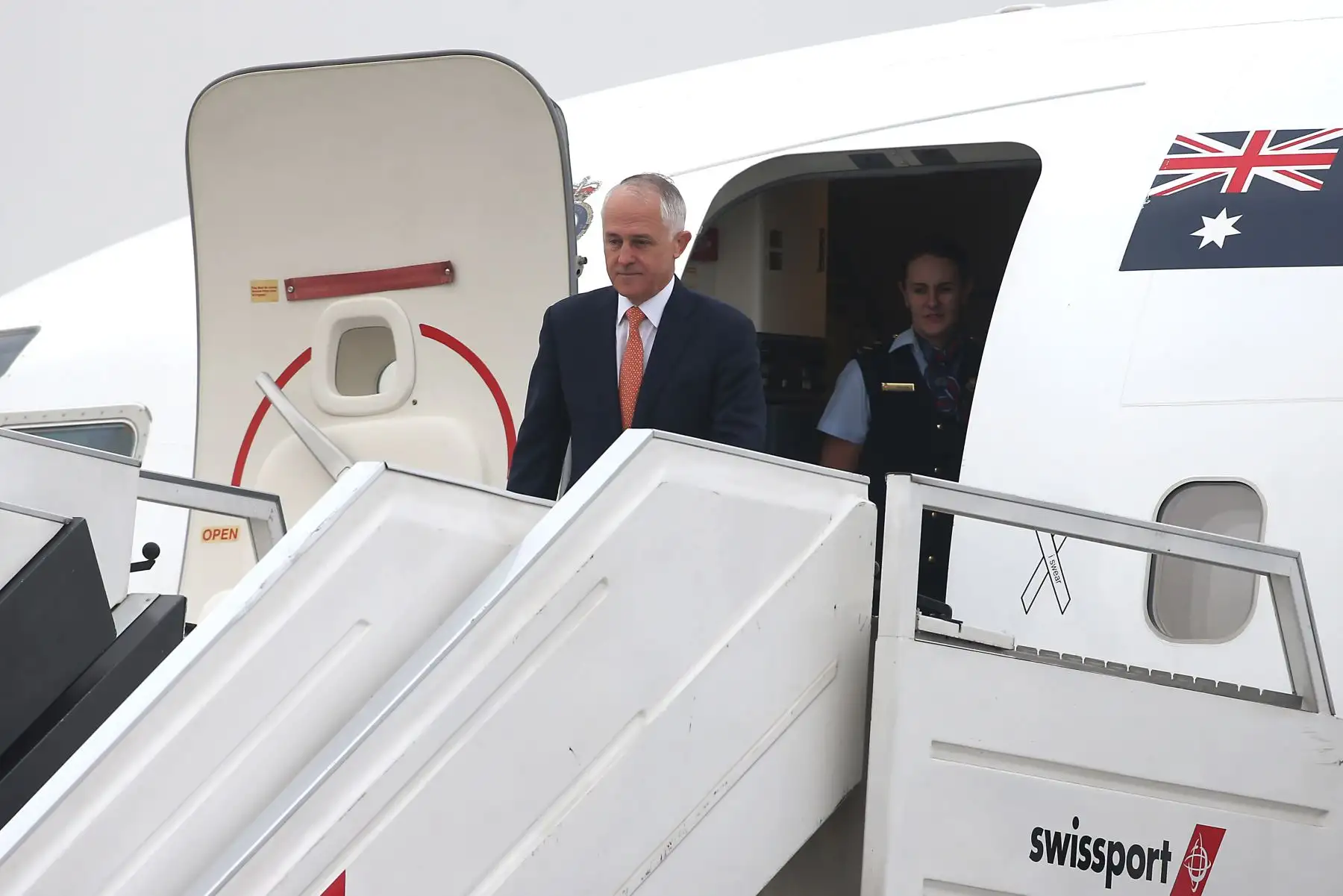LIMA,PERÚ-NOVIEMBRE 18. Llegada del lider de la economía de Australia Malcolm Turnbull ,  al grupo 8 de la FAP.Foto: ANDINA/archivo.