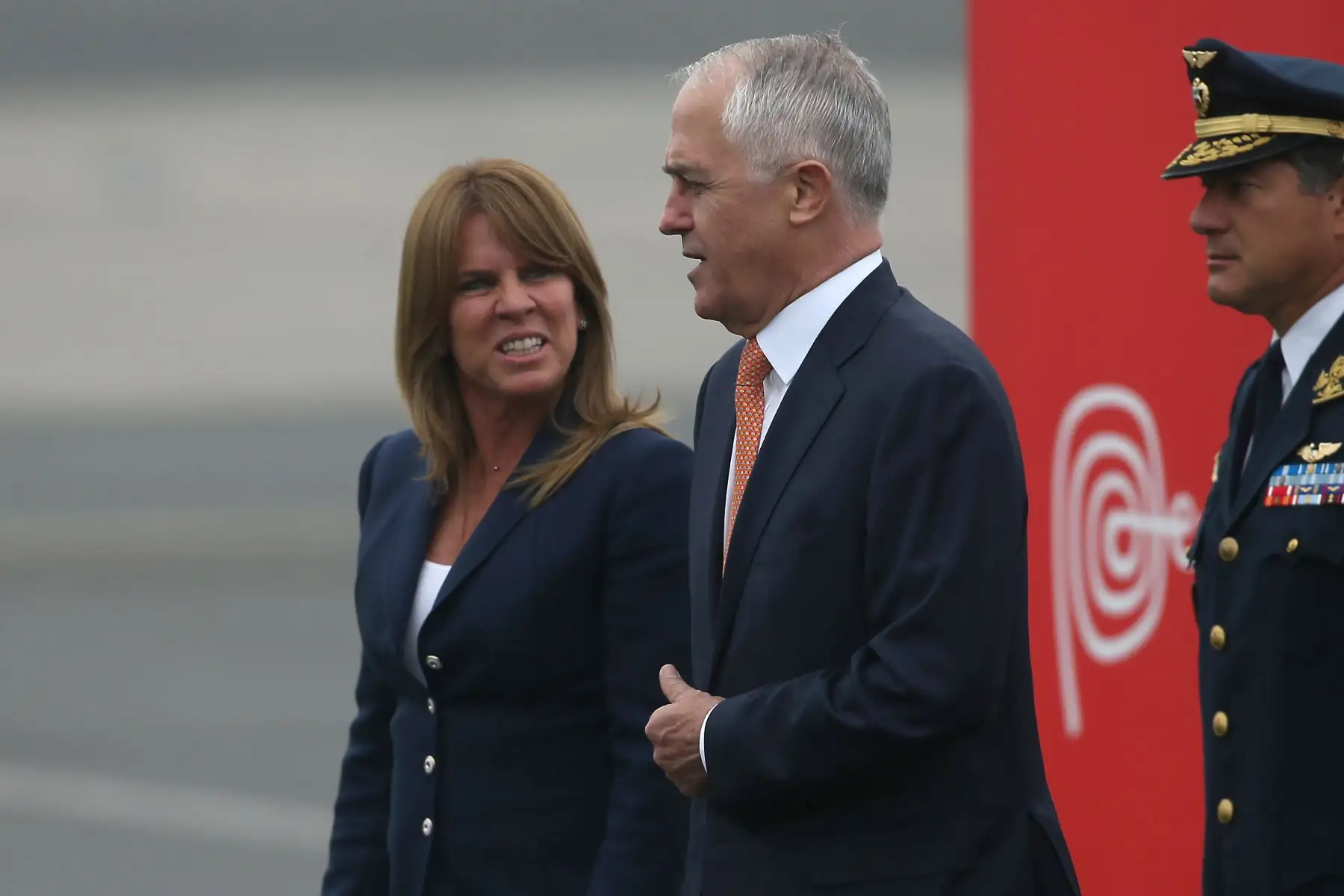 LIMA,PERÚ-NOVIEMBRE 18. Llegada del lider de la economía de Australia Malcolm Turnbull ,  al grupo 8 de la FAP.Foto: ANDINA/archivo.