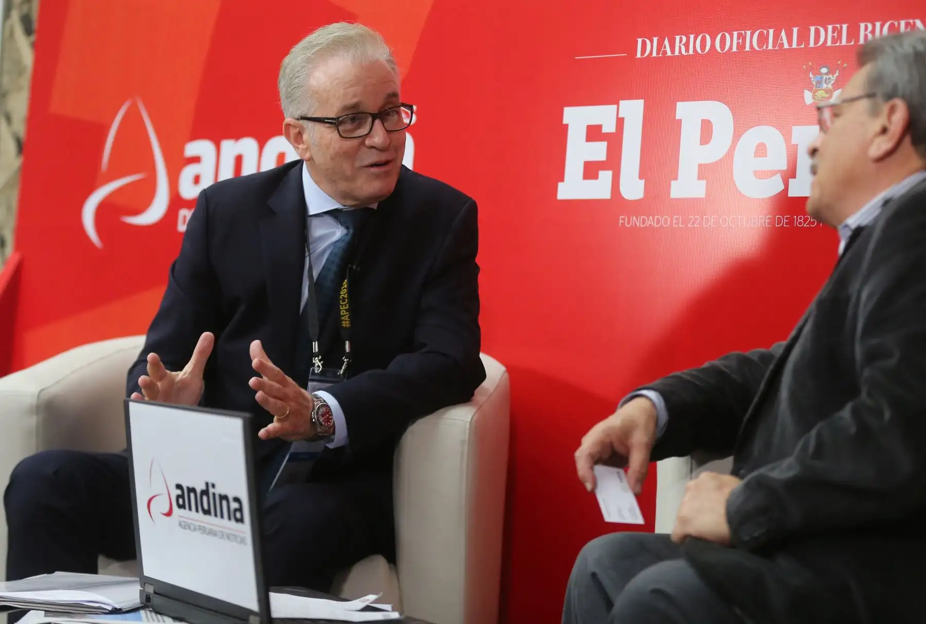 LIMA PERÚ, NOVIEMBRE 18. Ben Schneider, Presidente del Directorio de Indra Perú ofrece entrevista a la Agencia Andina. Foto: ANDINA/Vidal Tarqui
