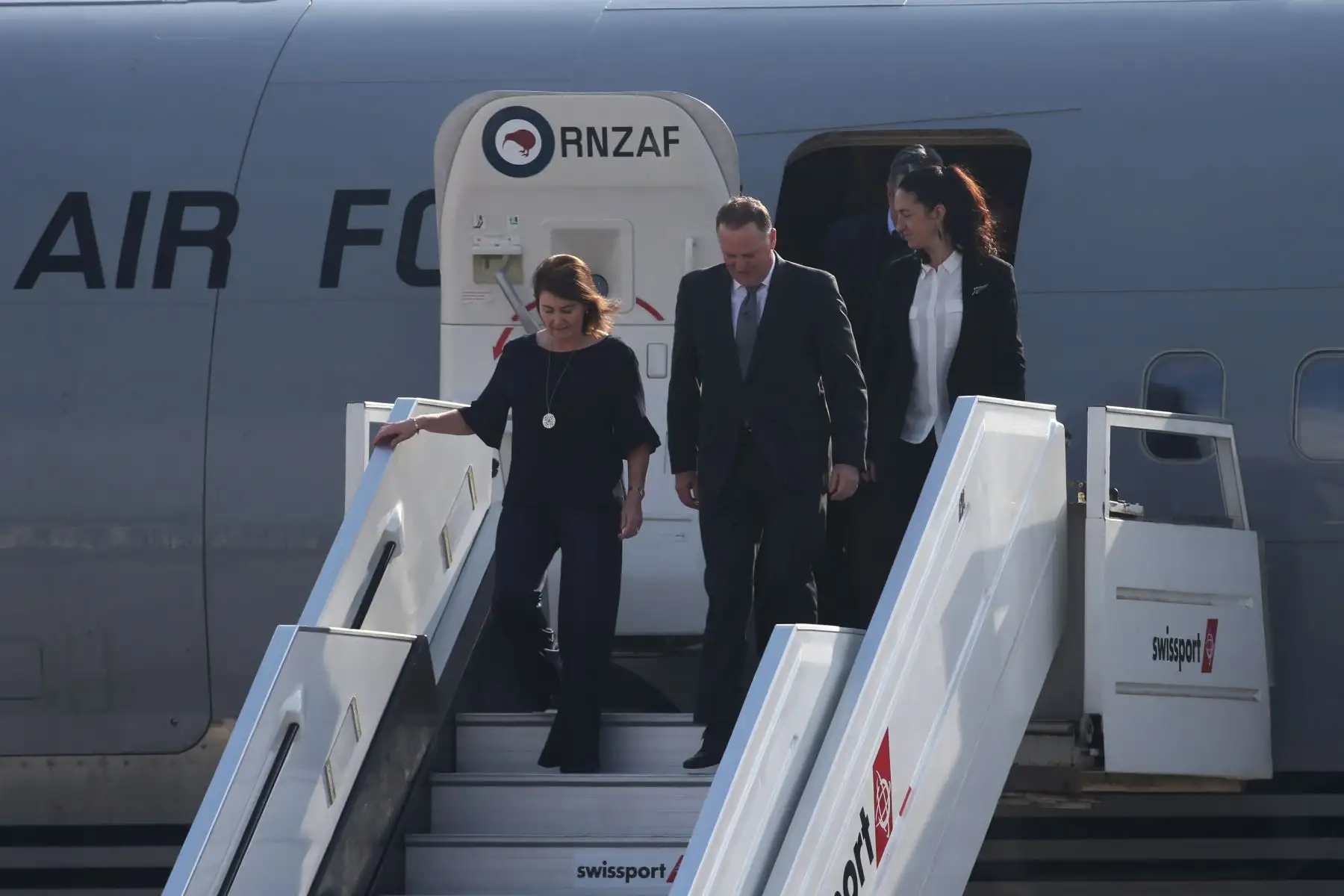 LIMA,PERÚ-NOVIEMBRE 18. Llegada del líder de la economía Nueva Zelanda John Key  al grupo 8 de la FAP.Foto: ANDINA/archivo.
