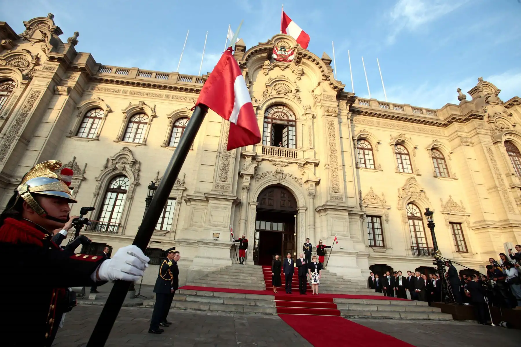 Ceremonia de bienvenida al Primer Ministro de Japón, Shinzo Abe, quien realiza vista oficial al PerúFoto: ANDINA/Prensa Presidencia