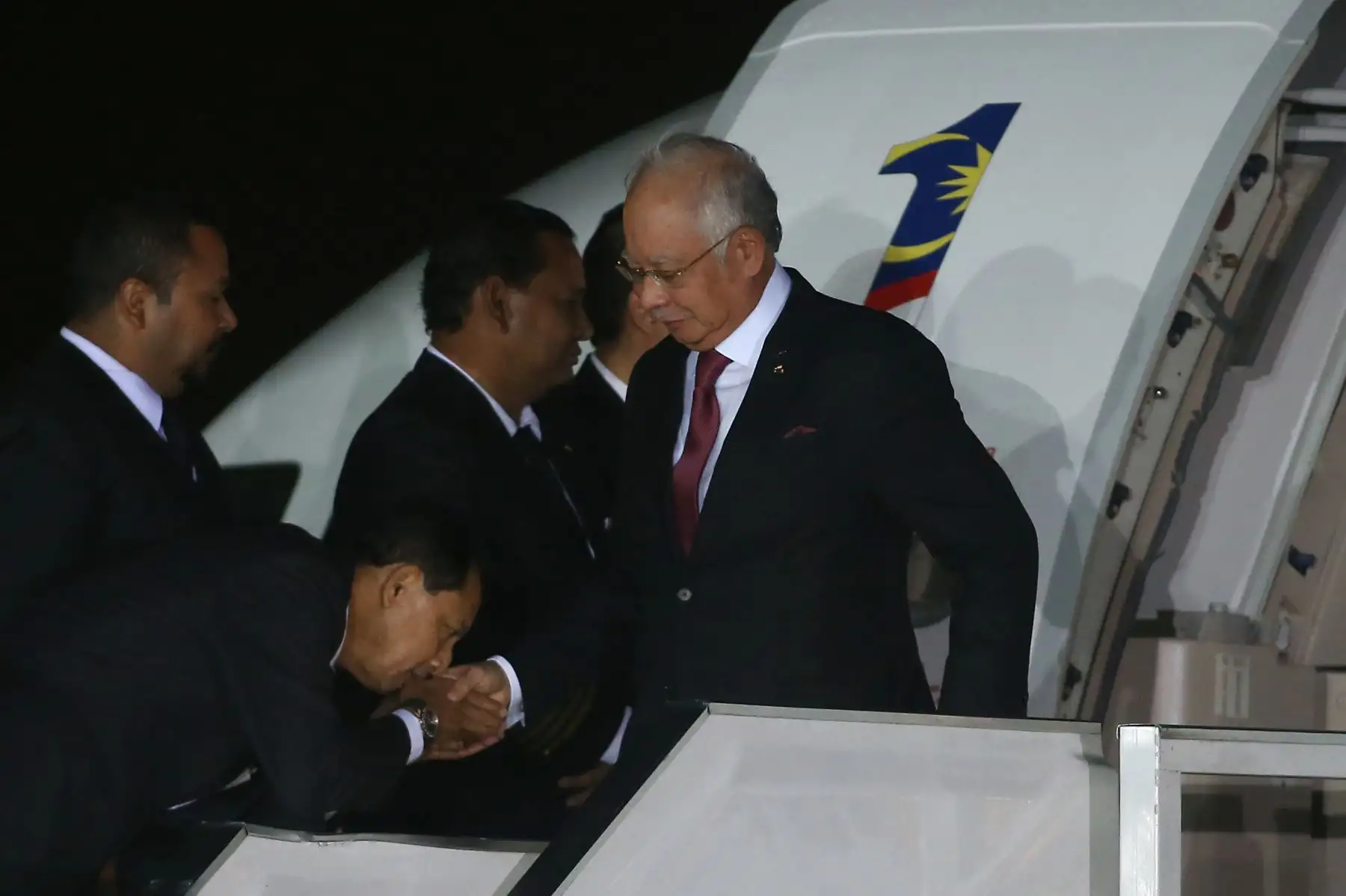 LIMA,PERÚ-NOVIEMBRE 18. Llegada del líder de la economía de Malasia Mohd Najib Tun Razak al grupo 8 de la FAP.Foto: ANDINA/archivo.