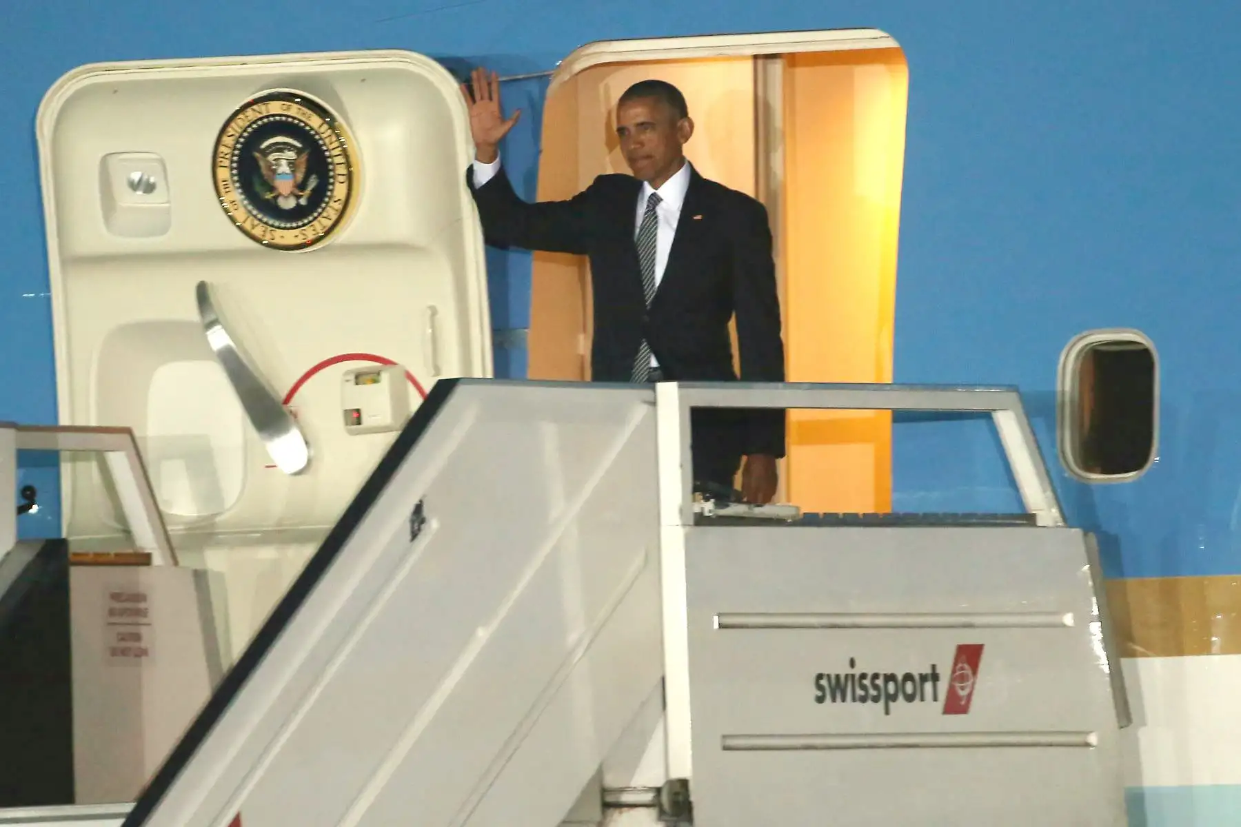 LIMA,PERÚ-NOVIEMBRE 18. Llegada del líder de la economía de Estados Unidos, Barak Obama, al Grupo Aéreo N.º 8 de la FAP. Foto: ANDINA/archivo.