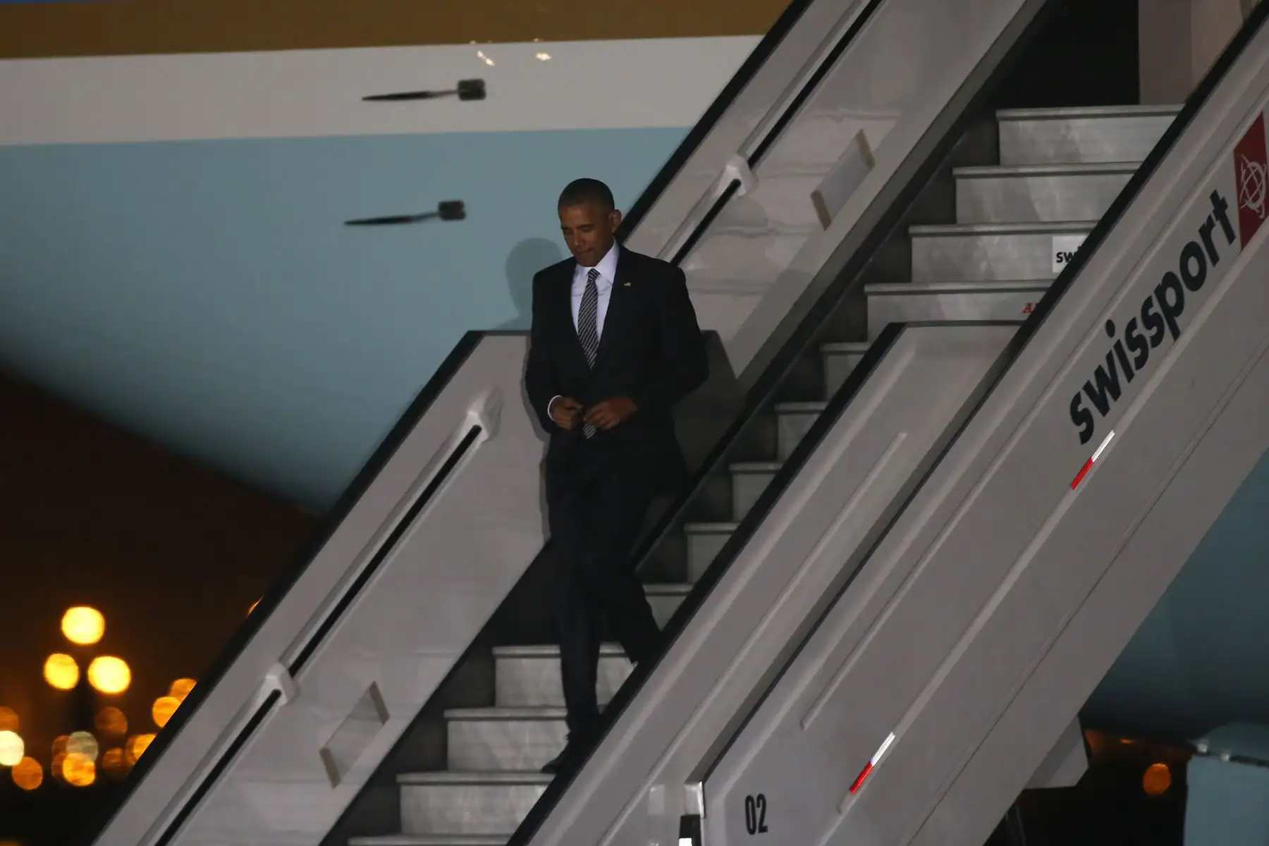LIMA,PERÚ-NOVIEMBRE 18. Llegada del líder de la economía de Estados Unidos Barak Obama al grupo 8 de la FAP.Foto: ANDINA/archivo.