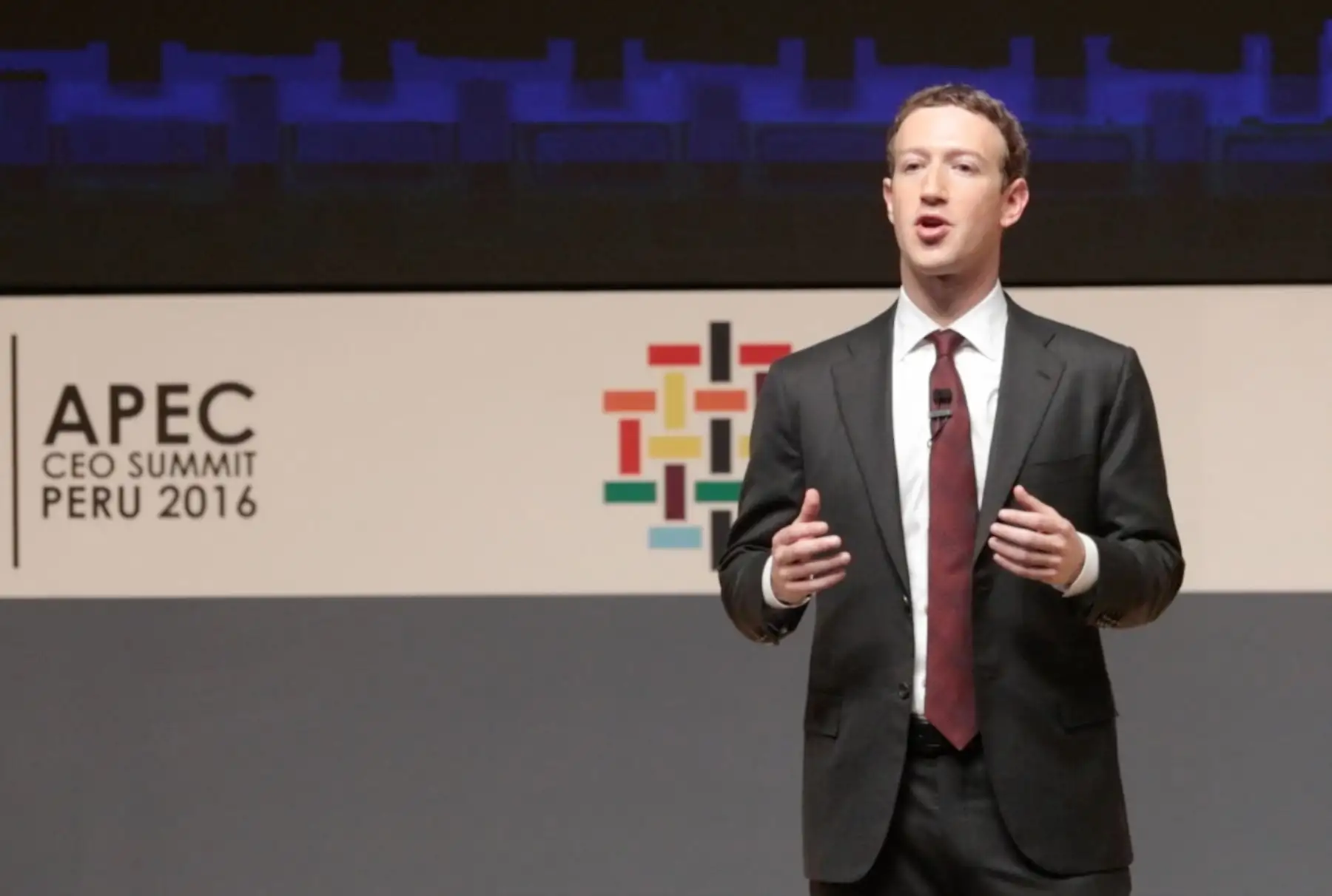 Exposición de Mark Zuckerberg, creador de Facebook en Lima. Foto: ANDINA/ Carlos Lezama