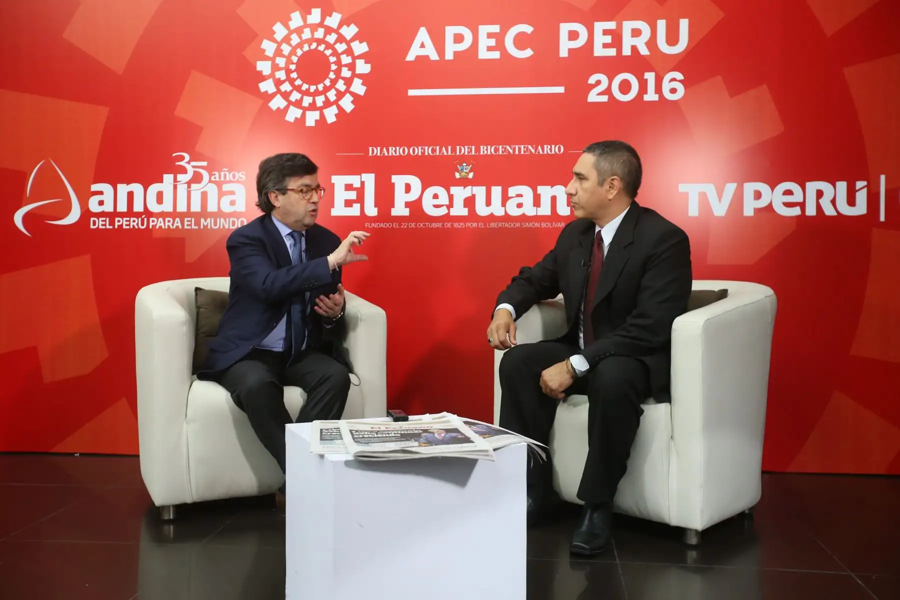 LIMA, PERÚ NOVIEMBRE 19. Alberto Moreno, presidente del BID, en los estudios de ANDINA TV.

Foto: ANDINA/Juan Carlos Guzmán Negrini.
