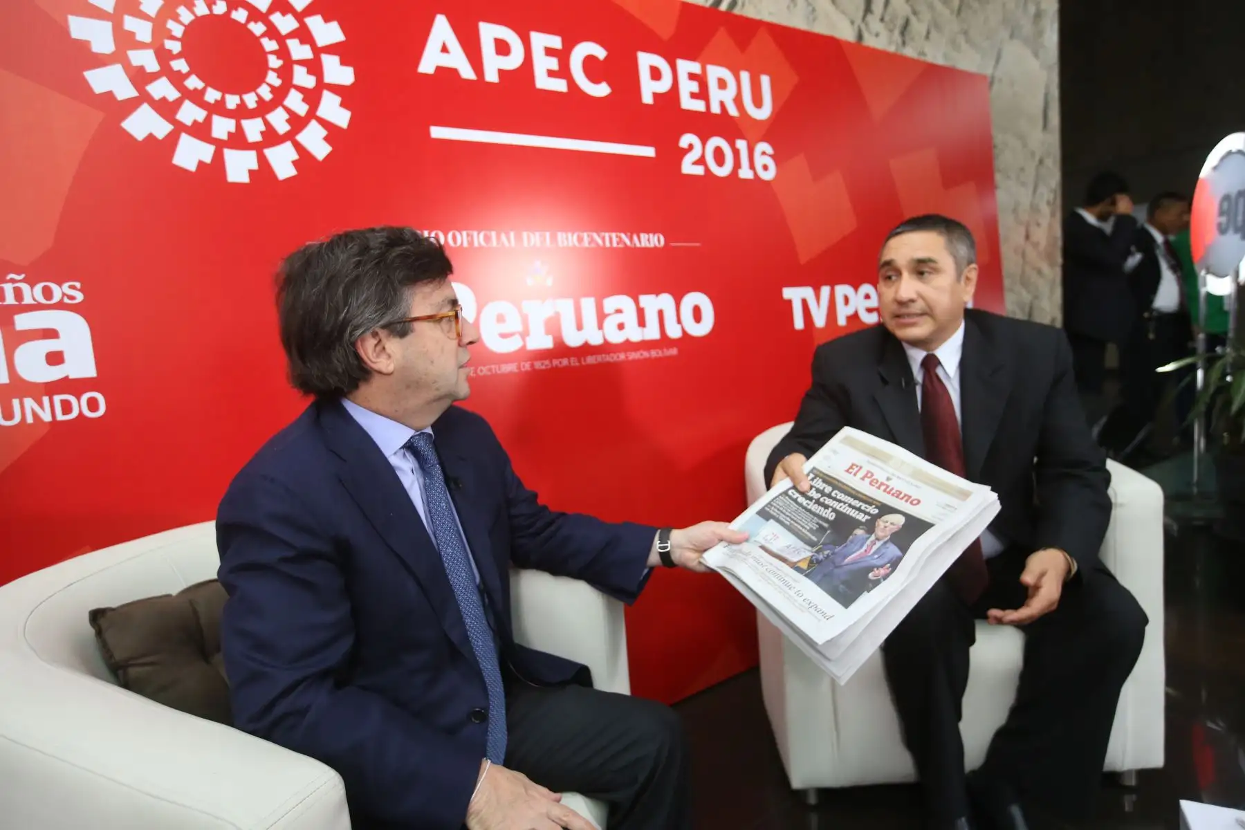 LIMA, PERÚ NOVIEMBRE 19. Alberto Moreno, presidente del BID, en los estudios de ANDINA TV.

Foto: ANDINA/Juan Carlos Guzmán Negrini.