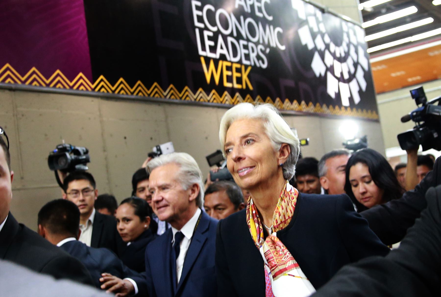 LIMA,PERÚ-NOVIEMBRE 20. La directora gerente del Fondo Monetario Internacional (FMI) Christine Lagarde, aseguró hoy que siempre es optimista con la economía peruana.Foto: ANDINA/Jhony Laurente