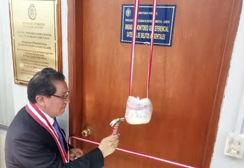 Fiscal de la Nación inaugura en Iquitos Unidad de Monitoreo Georeferencial Satelital. Foto: Twitter Ministerio Público.