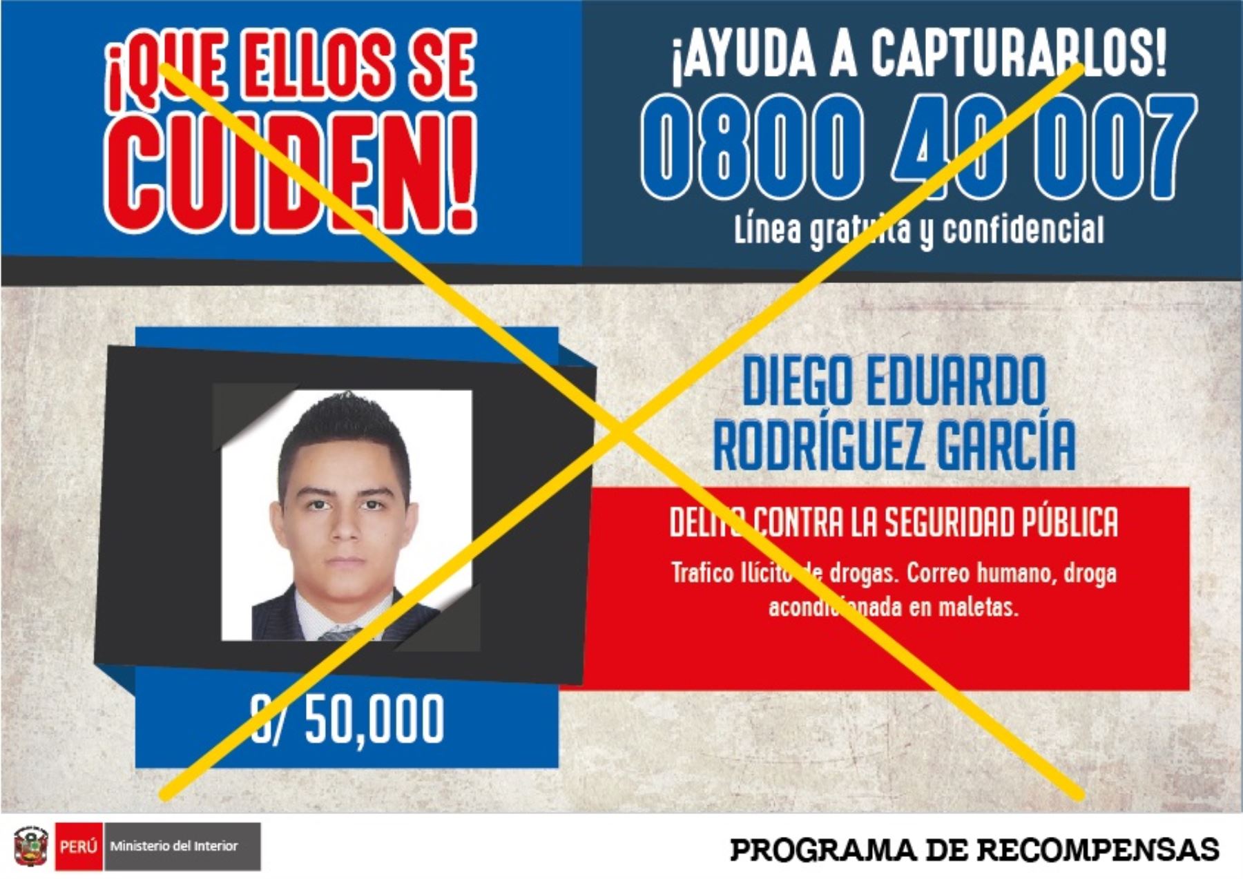 Diego Eduardo Rodríguez García fue capturado por la Policía y es acusado por el delito de tráfico ilícito de drogas en Huánuco.