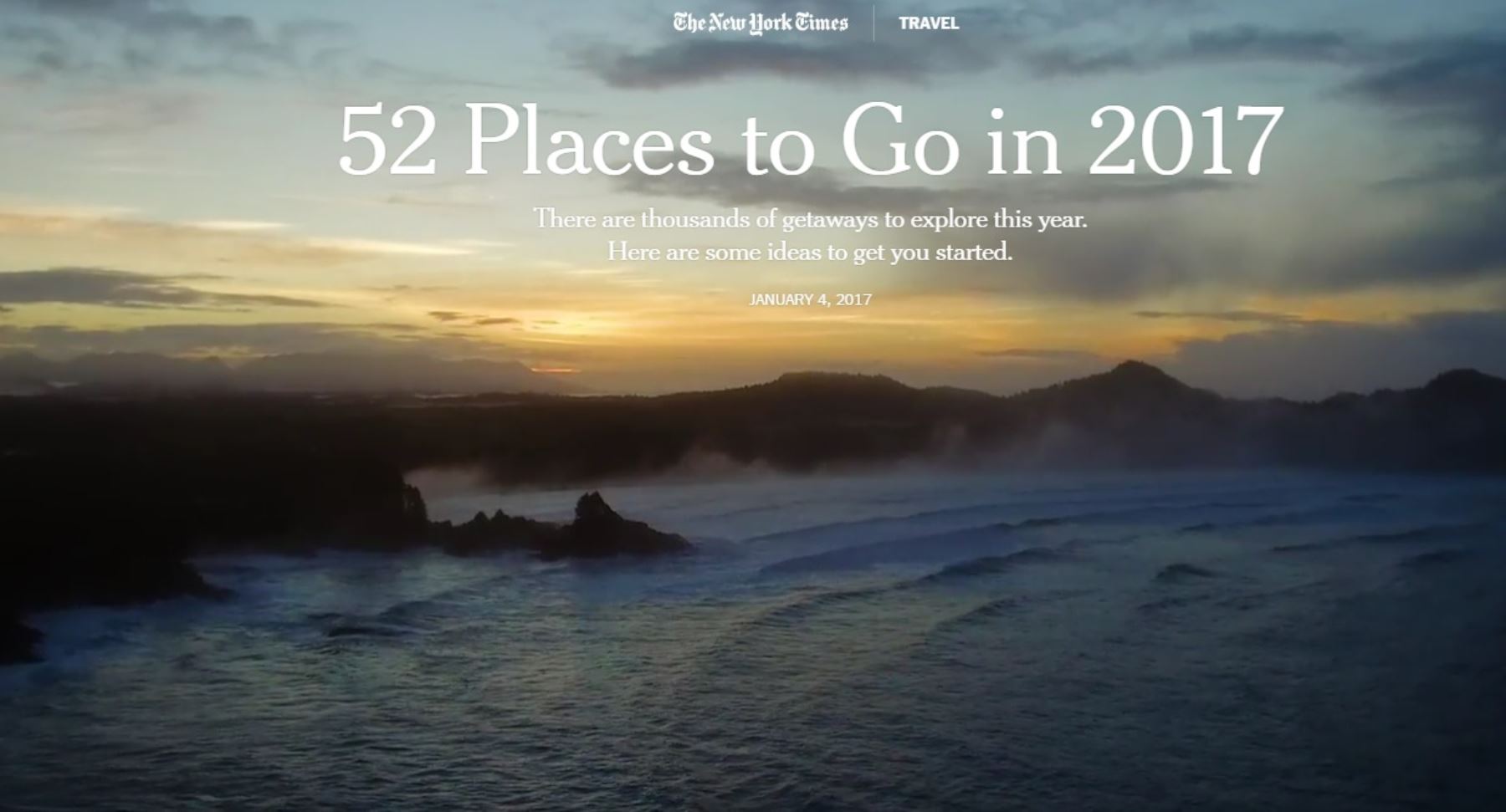The New York Times y su lista de 52 lugares para visitar en el 2017