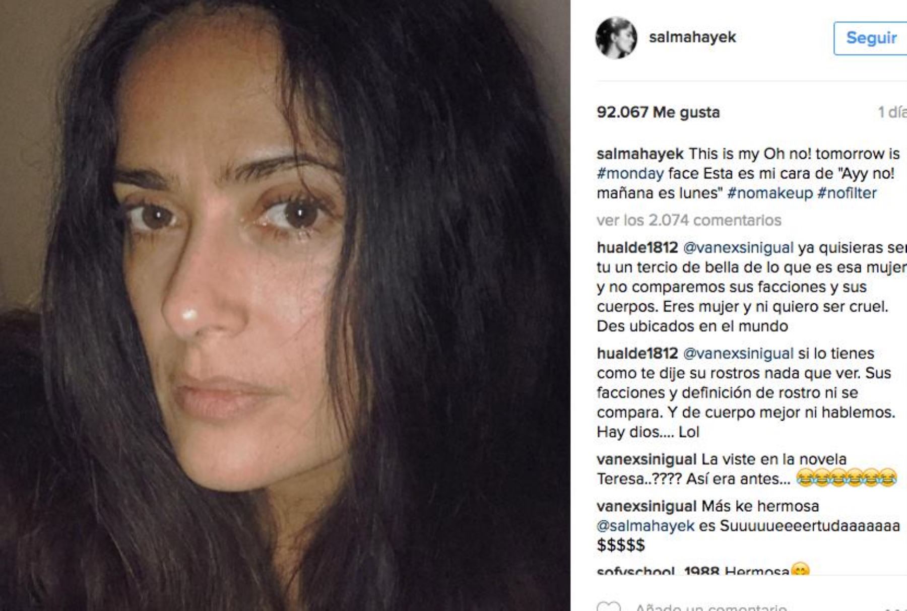 Salma Hayek Sorprende Luciendo Sin Maquillaje Noticias Agencia Peruana De Noticias Andina