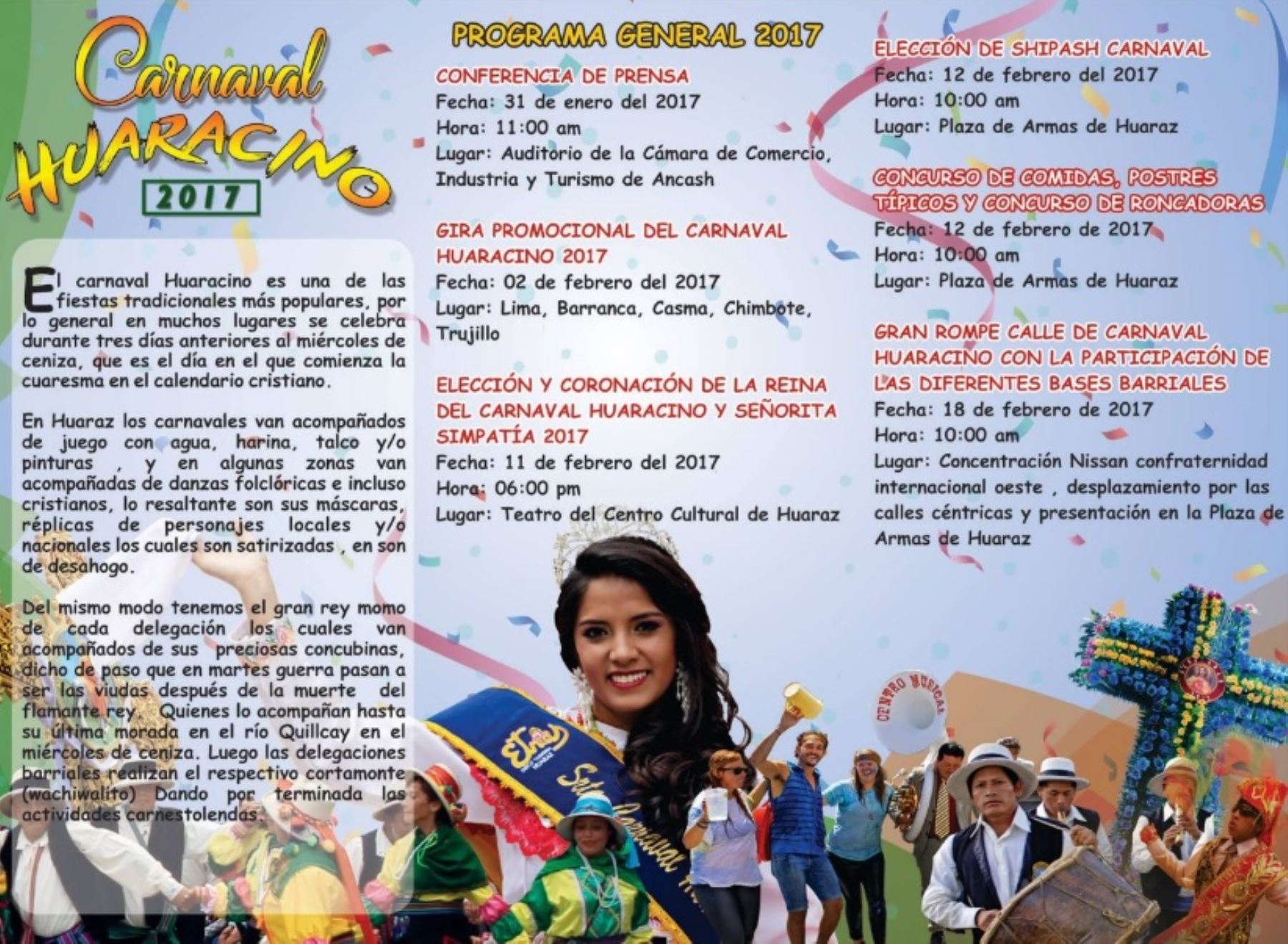 Programa del Carnaval Huaracino 2017
