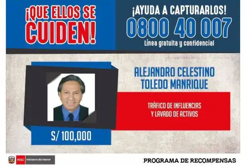 Darán recompensa de S/ 100,000 a quien informe ubicación de Toledo. Foto: Twitter.