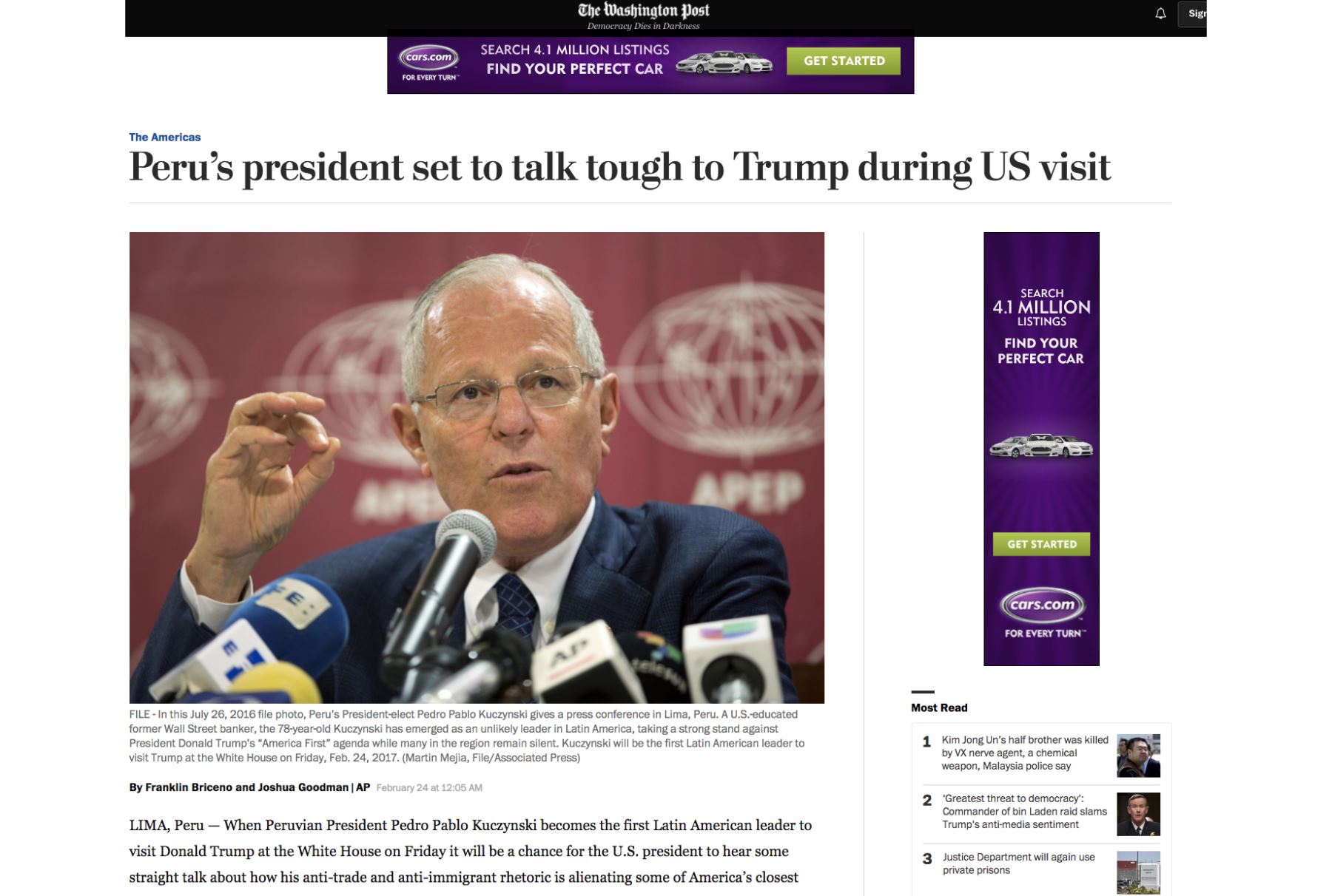 Prensa de EEUU informa sobre vista de Kuczynski y Trump. Foto: Captura.