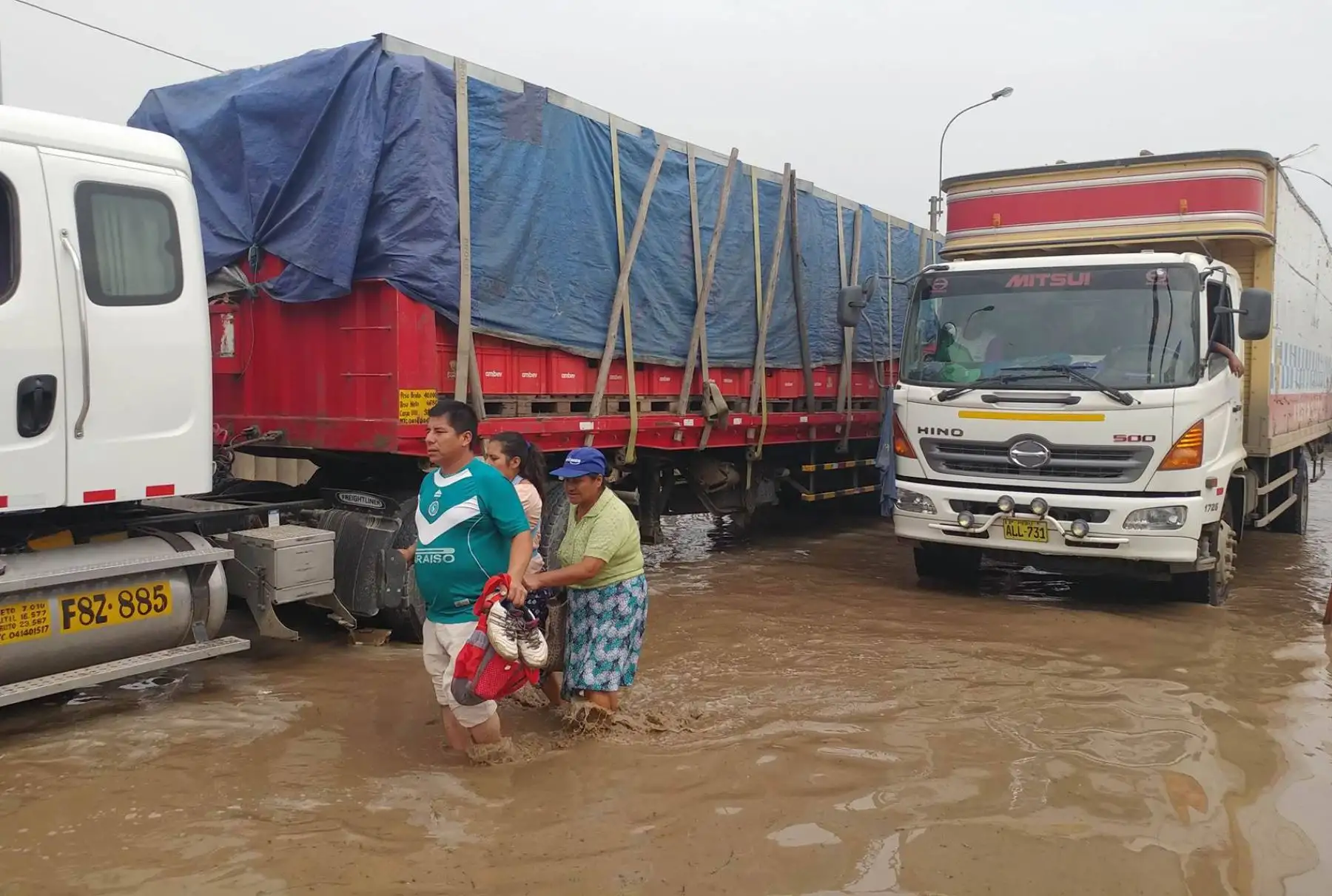 LIMA, PERÚ-MARZO 16.Desborde del río Rímac inunda un sector de Huachipa, al este de Lima. Foto: ANDINA/ Juan Carlos Guzman