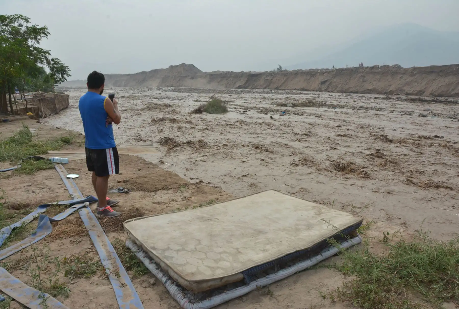 LIMA, PERÚ-MARZO 16. Alarma por crecida de caudal del río Chillón en Lima Norte . Foto: ANDINA/Eddy Ramos