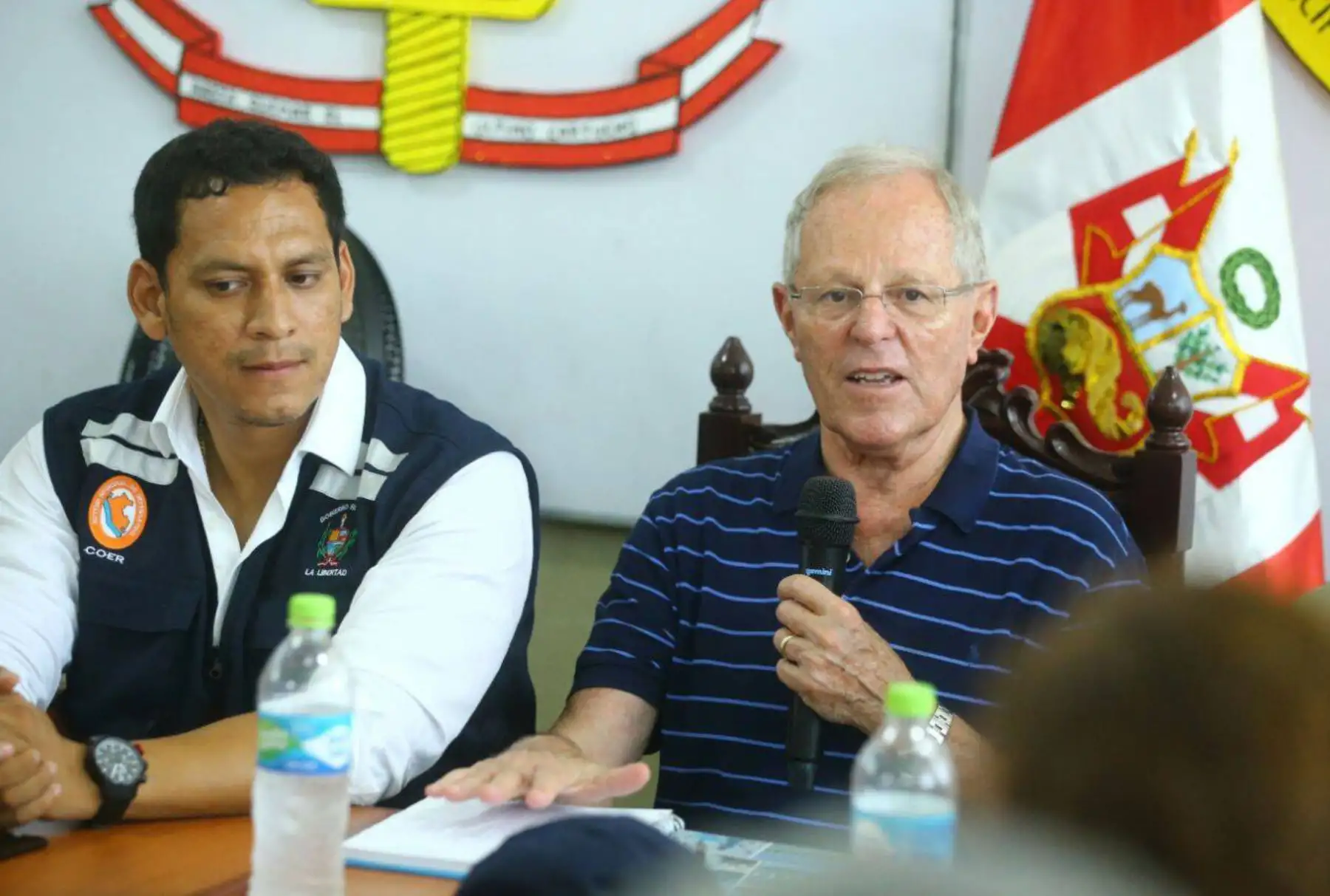 El jefe del Estado, Pedro Pablo Kuczynski, preside en estos momentos la reunión del Centro de Operaciones de Emergencia Regional (COER) en la ciudad de Trujillo, región la Libertad. Foto: ANDINA/ Prensa Presidencia