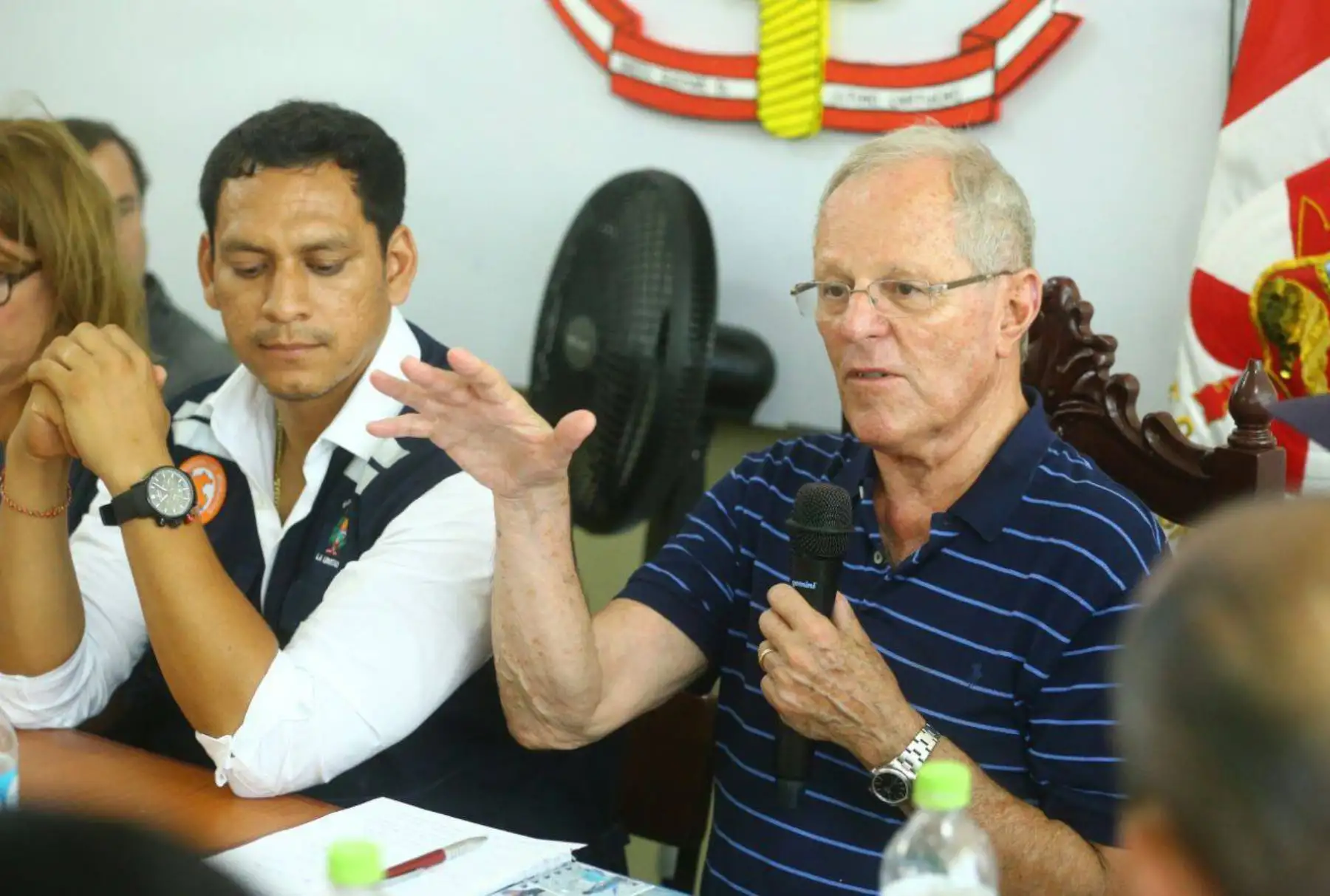 El jefe del Estado, Pedro Pablo Kuczynski, preside en estos momentos la reunión del Centro de Operaciones de Emergencia Regional (COER) en la ciudad de Trujillo, región la Libertad. Foto: ANDINA/ Prensa Presidencia