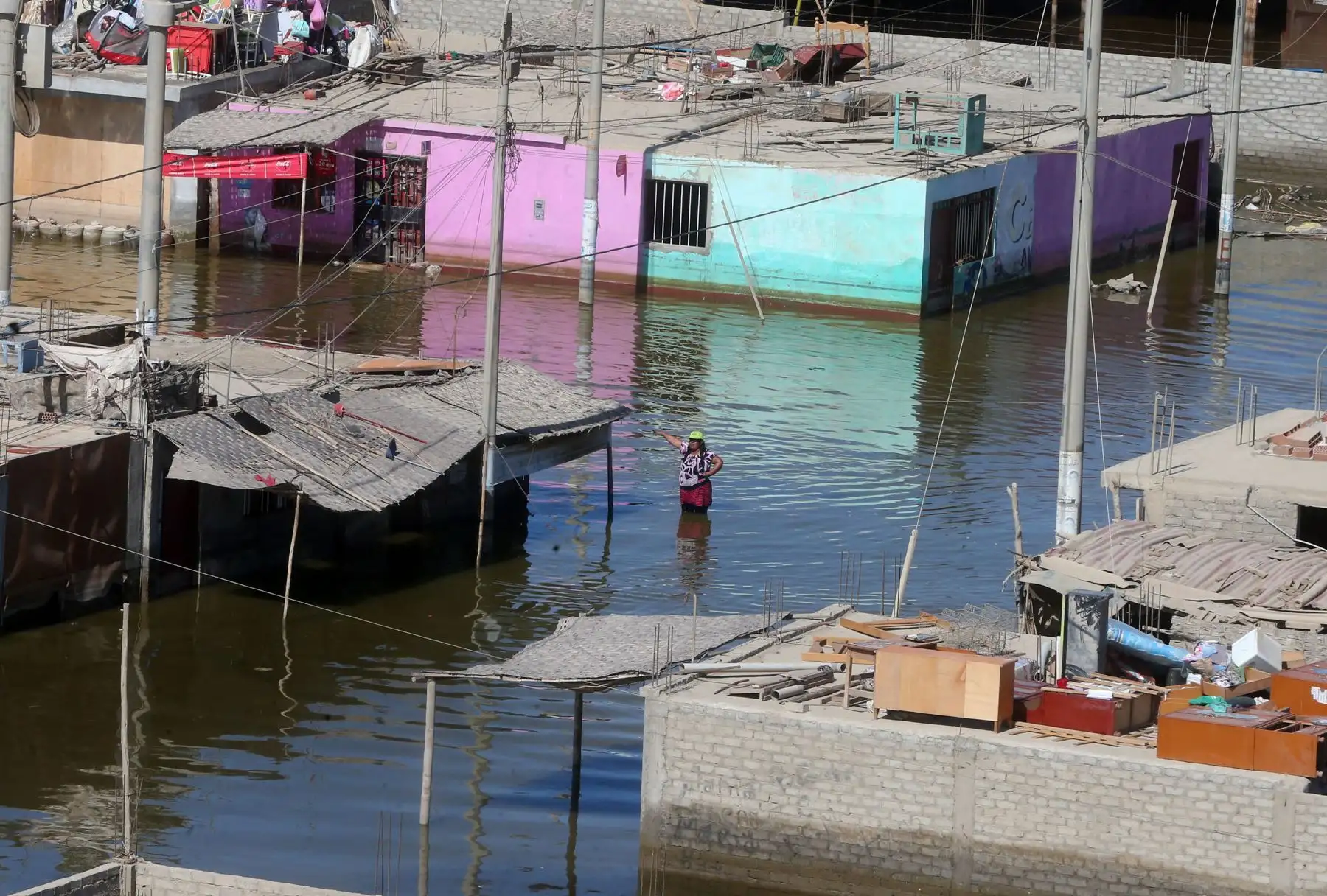 HUARMEY -PERÚ-MARZO 22. La ciudad de Huarmey en el sur de la región Áncash se encuentra inundada por las intensas lluvias y el desborde de ríos. Foto: ANDINA/Vidal Tarqui