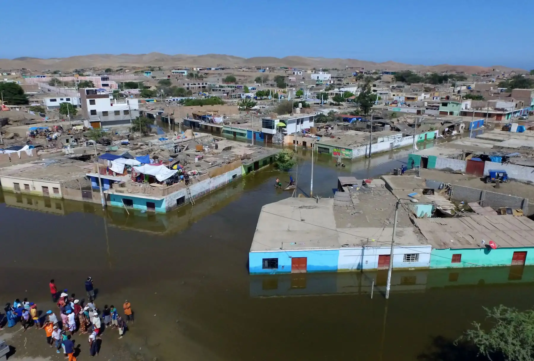 La ciudad de Huarmey en el sur de la región Áncash se encuentra inundada por las intensas lluvias y el desborde de ríos. Foto: ANDINA/Vidal Tarqui