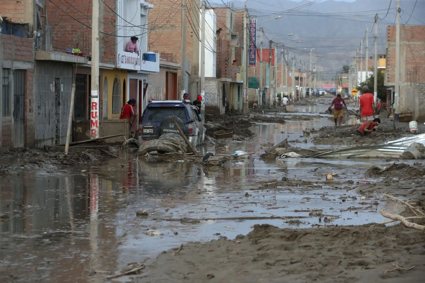 HUARMEY -PERÚ-MARZO 22. La ciudad de Huarmey en el sur de la región Áncash se encuentra inundada por las intensas lluvias y el desborde de ríos. Foto: ANDINA/Vidal Tarqui