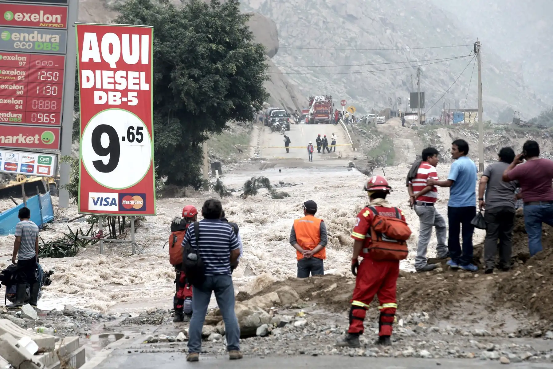 LIMA,PERÚ-MARZO 23.Desborde del río Rímac en Cupiche, a la altura del km 44.5 de la carretera Central. Foto: ANDINA/archivo.