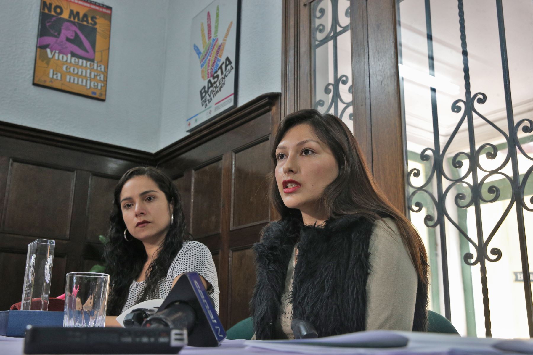 Arlette Contreras en conferencia de prensa que convocó el Centro Flora Tristán. ANDINA/Oscar Farje
