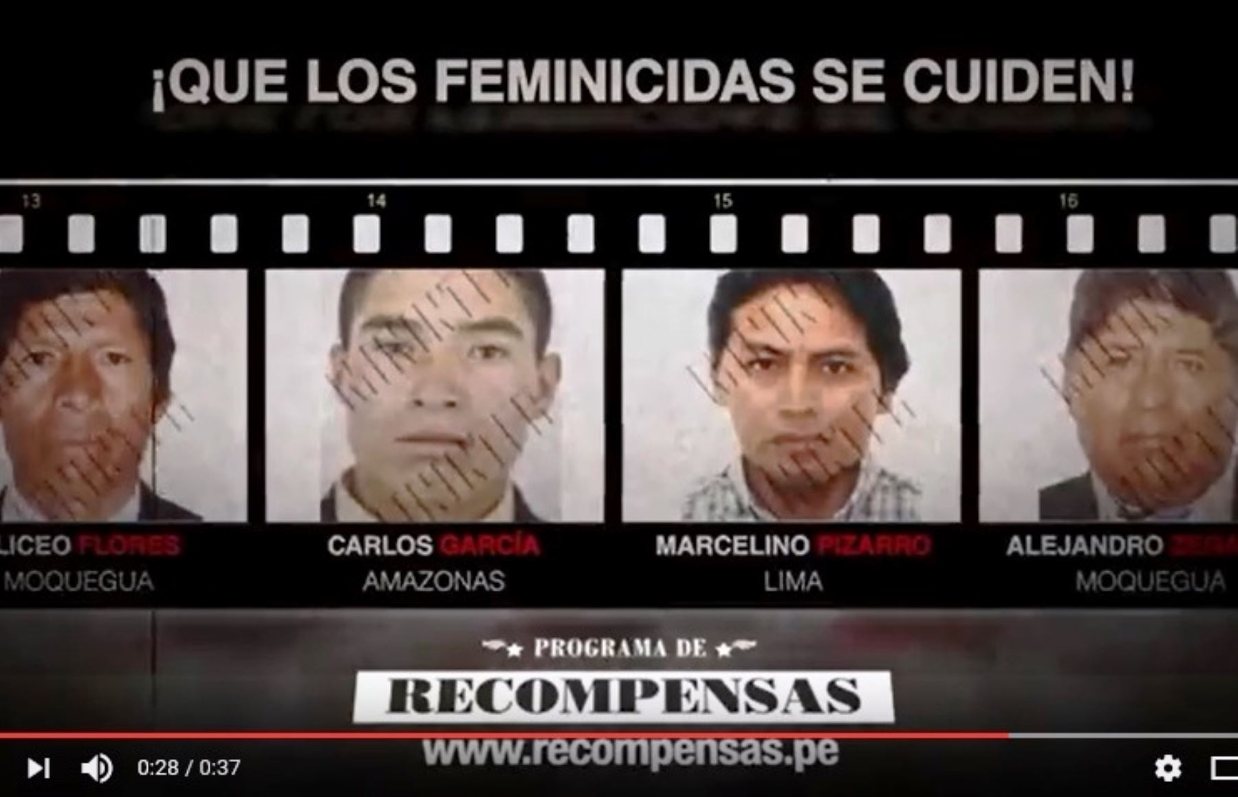 Mininter difunde video con rostros de requisitoriados por feminicidio. Foto: ANDINA/Difusión.