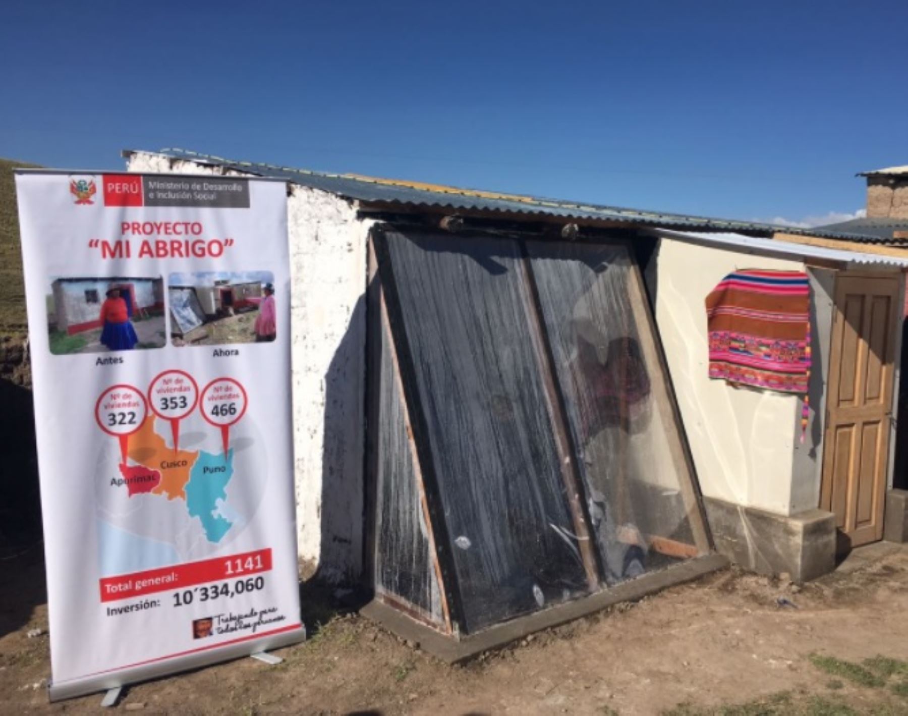 Viviendas calientes que forman parte del proyecto Mi Abrigo, impulsado por el Ministerio de Desarrollo e Inclusión Social (Midis) como parte del programa Antes Perú, para prevenir los efectos de las heladas y el friaje. Foto: ANDINA/Difusión.
