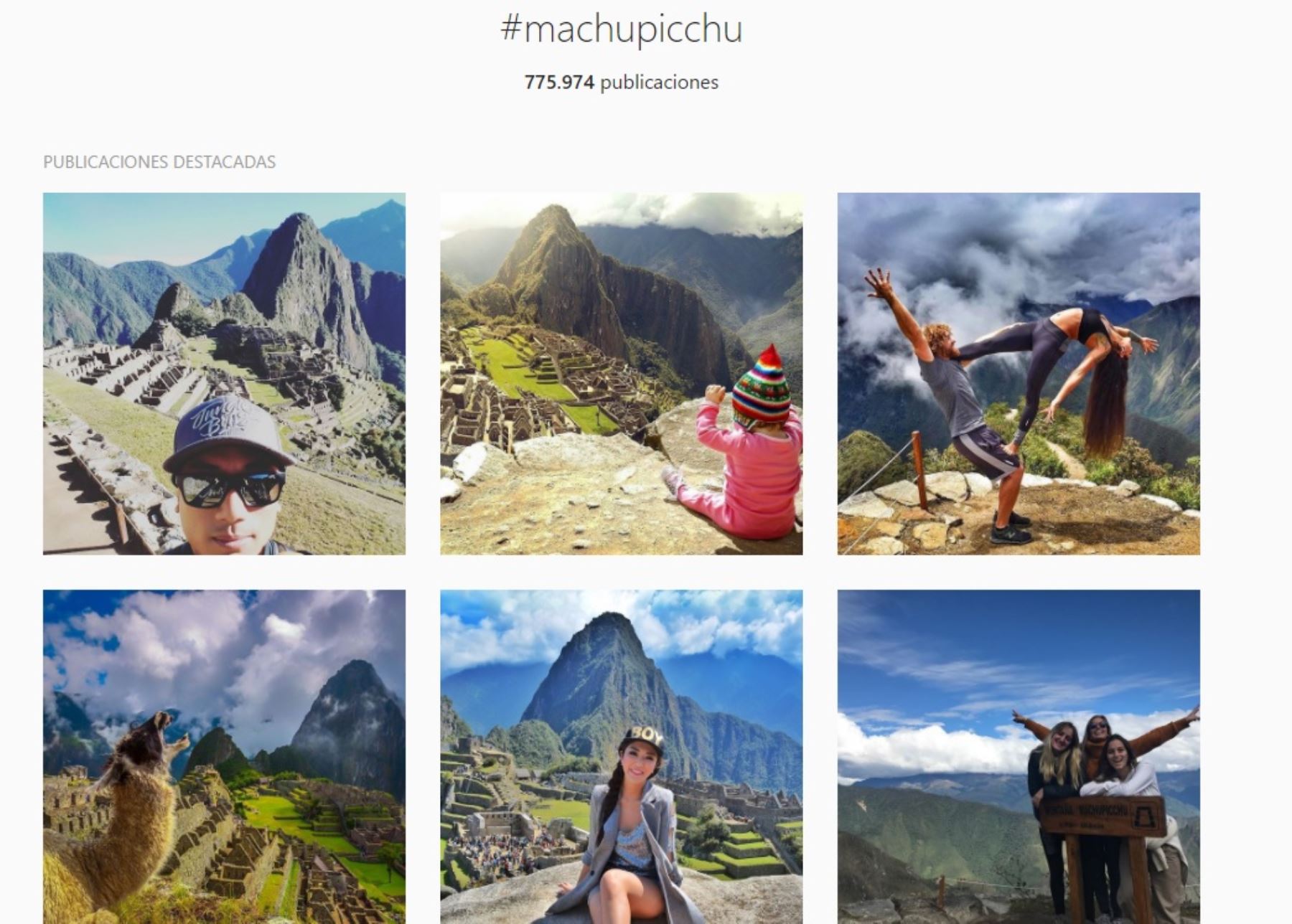 Machu Picchu, el principal destino turístico del Perú y una de las siete nuevas maravillas del mundo moderno, es el lugar más fotografiado de Sudamérica, reveló un reciente estudio realizado por la empresa de telefonía celular Sony Mobile en base a información de la red social Instagram.