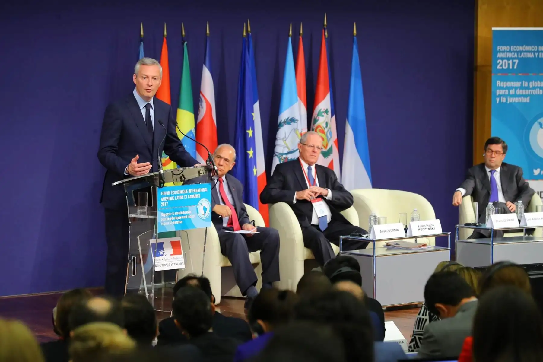 El presidente de la República, Pedro Pablo Kuczynski, participa en el Foro Económico Internacional de América Latina y el Caribe en París. Foto: ANDINA/ Prensa Presidencia