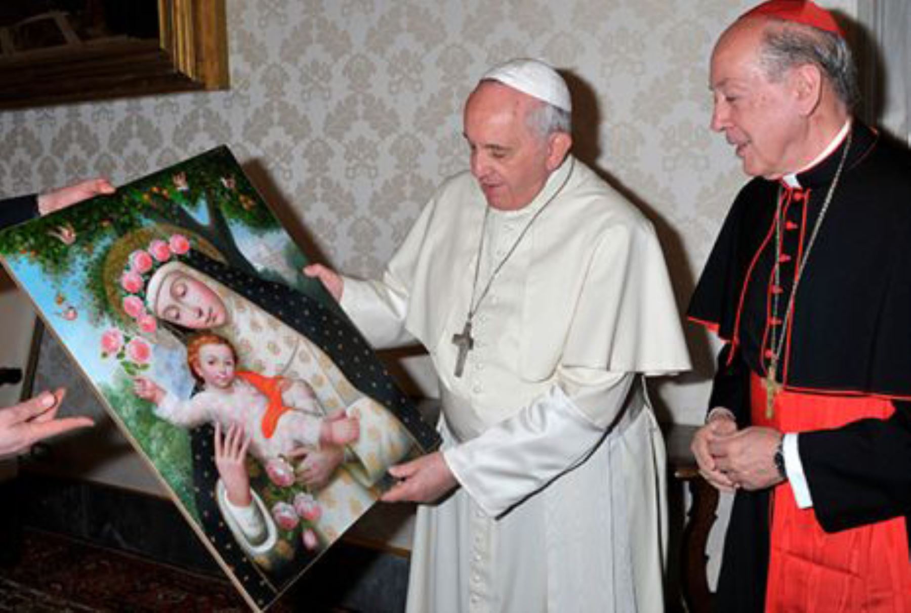 Papa Francisco y pintura de Santa Rosa de Lima