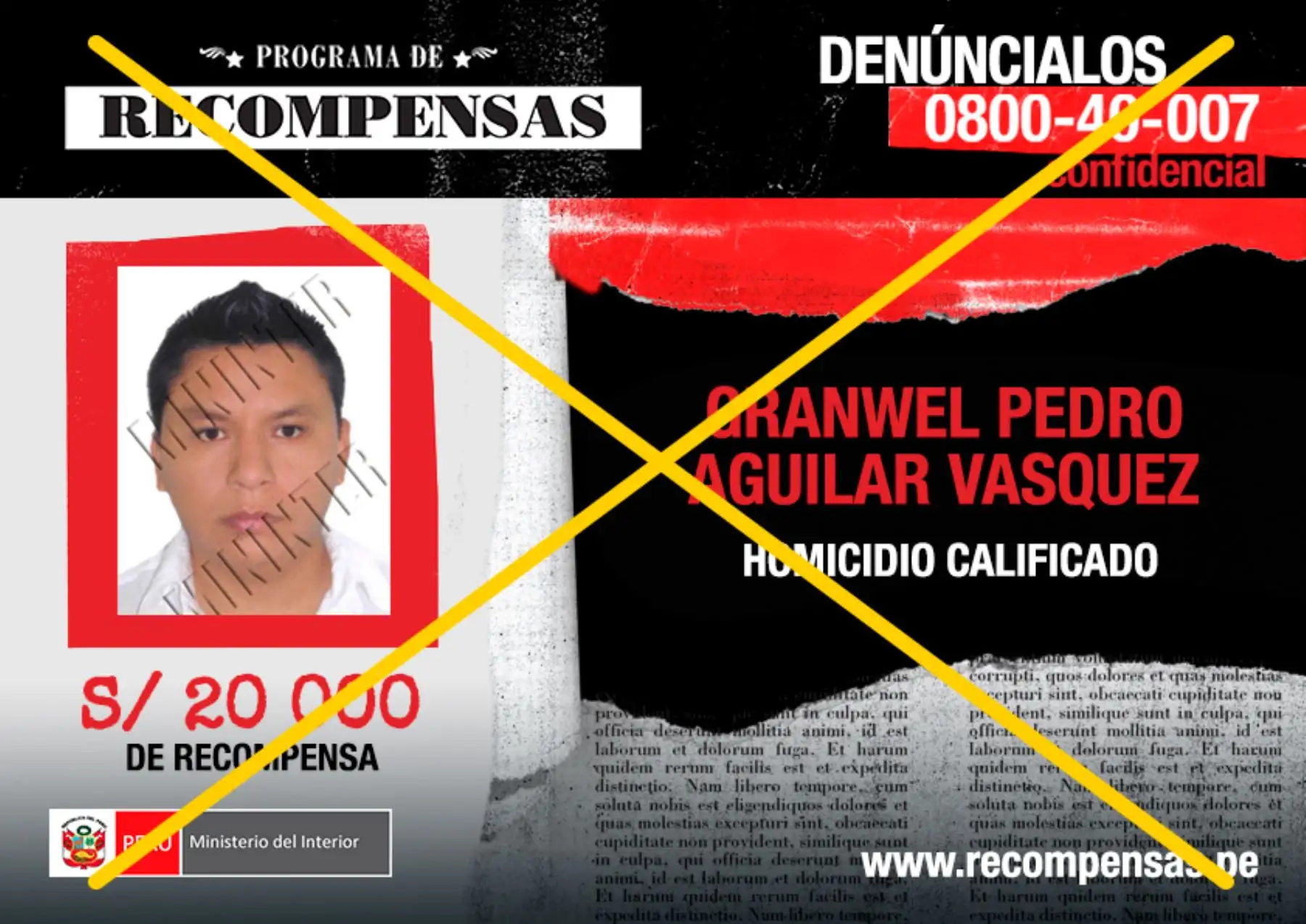 Otro requisitoriado capturado gracias al Programa de Recompensas. Foto: Andina/Difusión