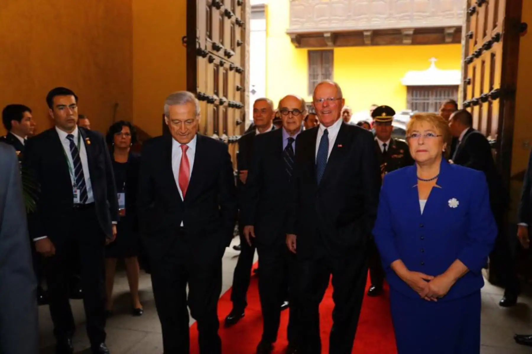 Kuczynski y Bachelet sostienen encuentro bilateral en la Cancillería. Foto: Difusión.