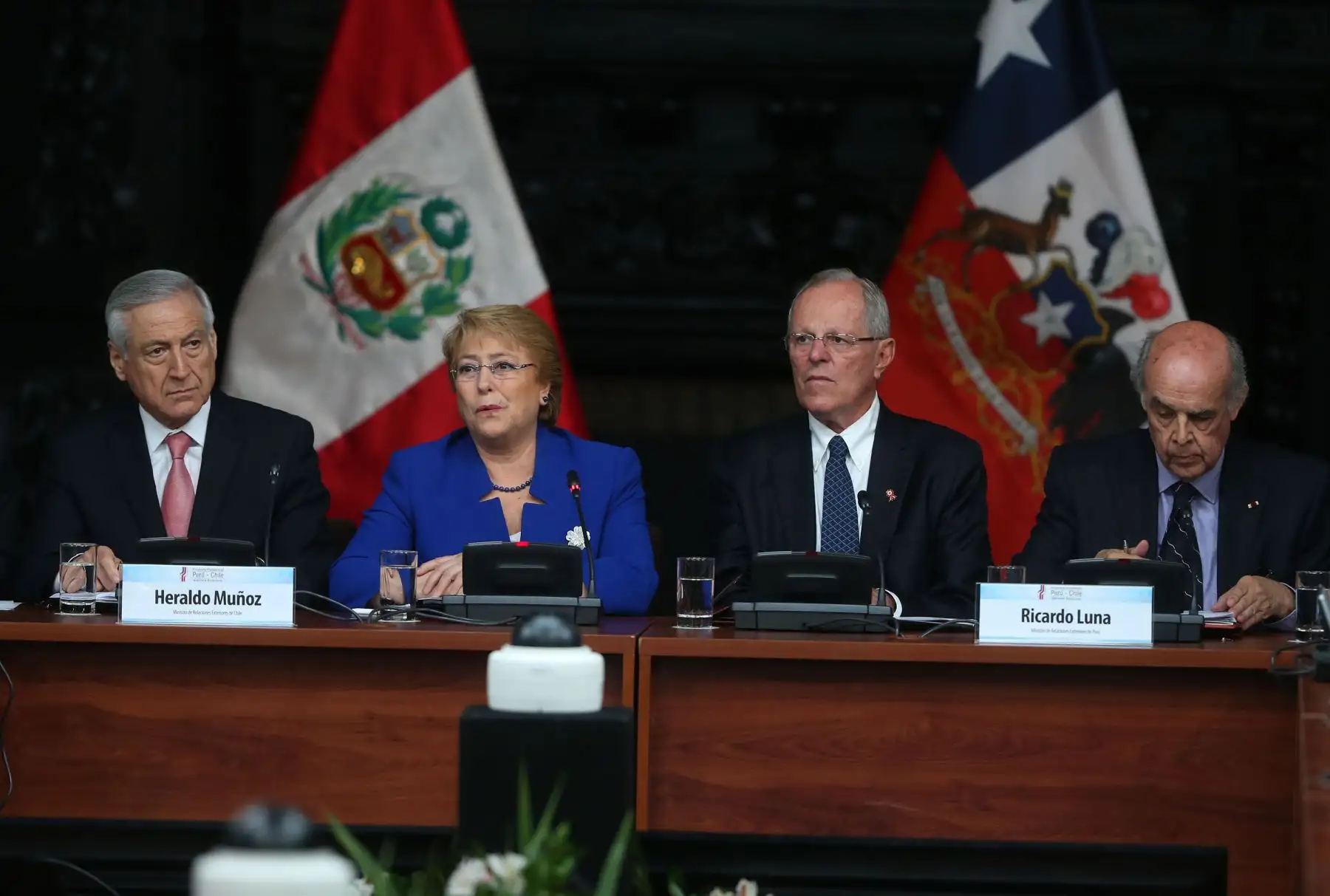 LIMA,PERÚ-JULIO 07. El presidente de la República, Presidente Kuczynski; y su homóloga chilena, Michelle Bachelet, participan en el I Gabinete Binacional Ministerial Perú-Chile, a realizarse hoy en Lima. Foto: ANDINA/Vidal Tarqui