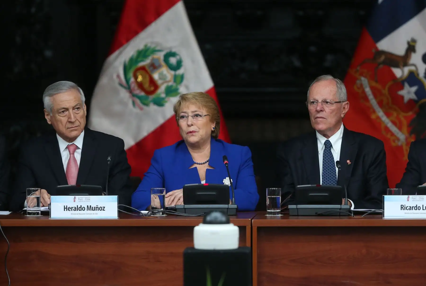 LIMA,PERÚ-JULIO 07. El presidente de la República, Presidente Kuczynski; y su homóloga chilena, Michelle Bachelet, participan en el I Gabinete Binacional Ministerial Perú-Chile, a realizarse hoy en Lima. Foto: ANDINA/Vidal Tarqui