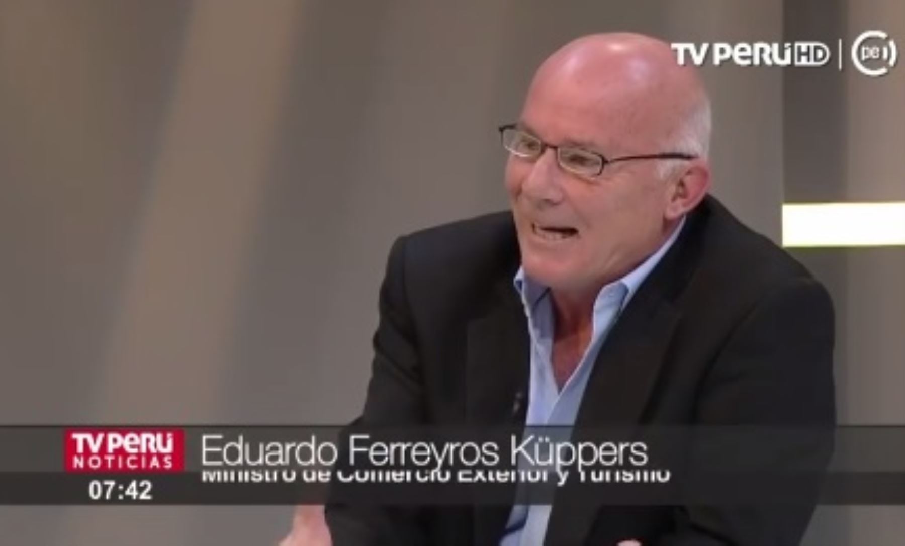 Ministro de Comercio Exterior y Turismo, Eduardo Ferreyros, en entrevista a Tv Perú Noticias.