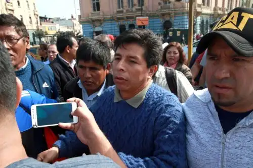 LIMA,PERÚ-SETIEMBRE 02. Dirigente Pedro Castillo, anunció la suspensión temporal de la huelga nacional de docentes.
Foto:ANDINA/Dante Zegarra.