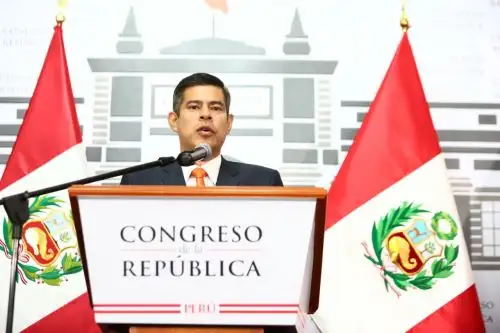 Conferencia de prensa del presidente del Congreso, Luis Galarreta. Foto: ANDINA/ Difusión.