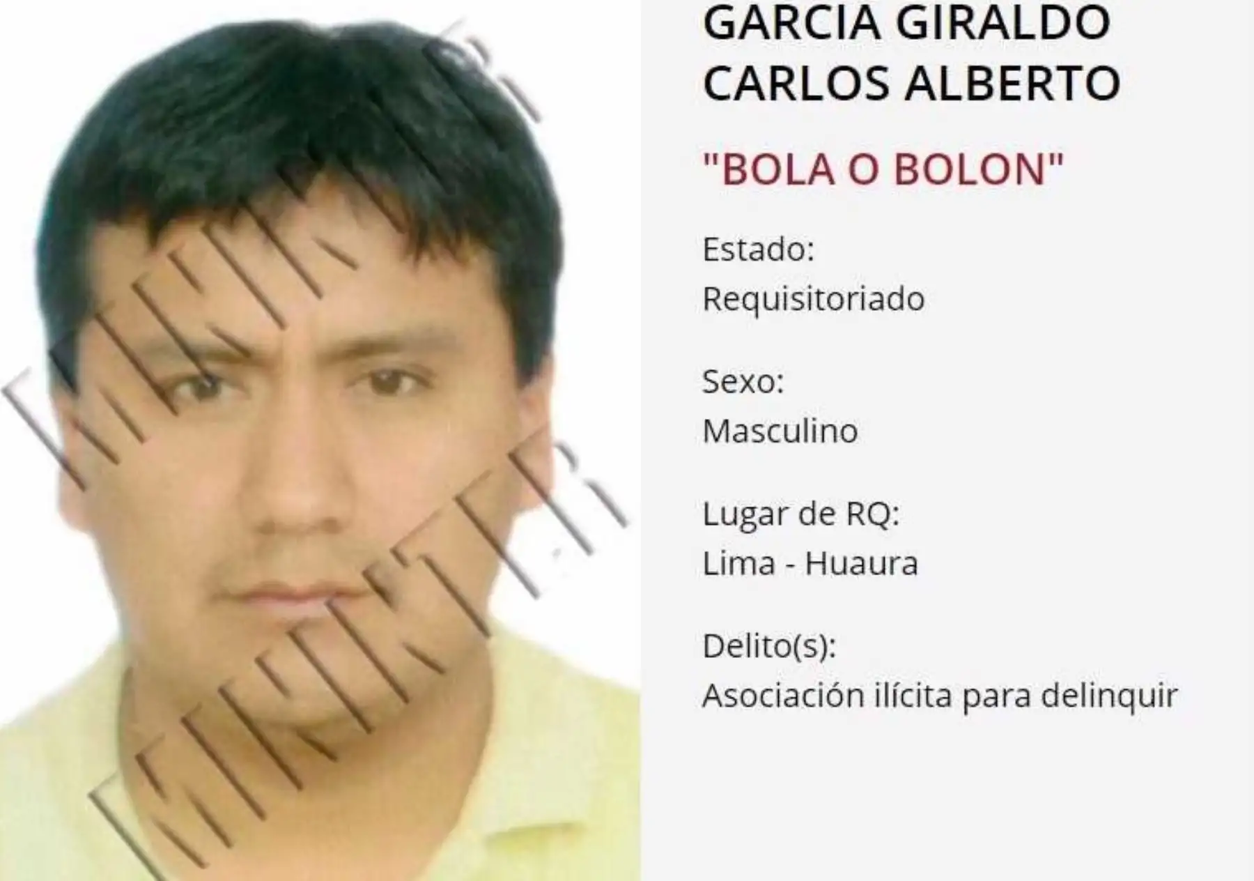 Por el paradero de García Giraldo el Mininter ofrecía 25 mil soles