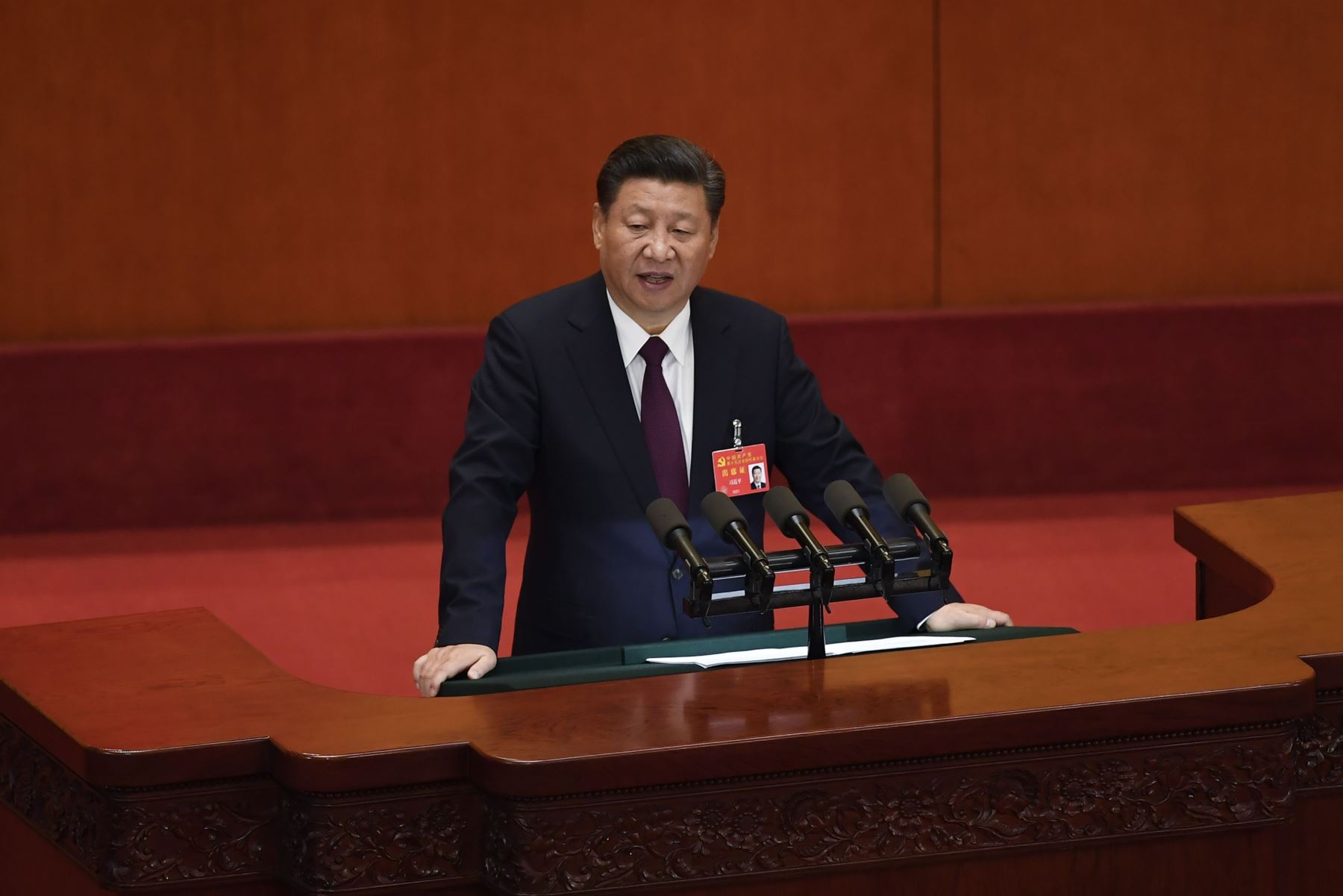 Xi Jinping durante la apertura del Congreso del Partido Comunista Chino