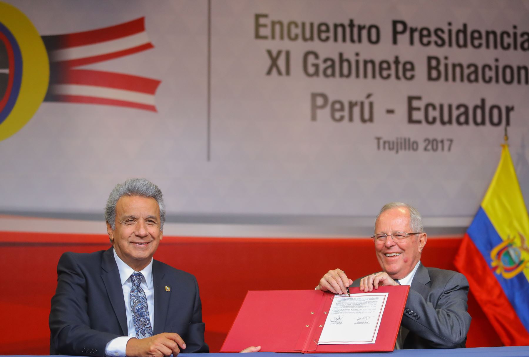 Mandatarios de Perú y Ecuador suscriben Declaración de Trujillo y Plan de Acción al finalizar Encuentro Presidencial y 11º Gabinete Binacional Perú - Ecuador. Foto: ANDINA/ Prensa Presidencia