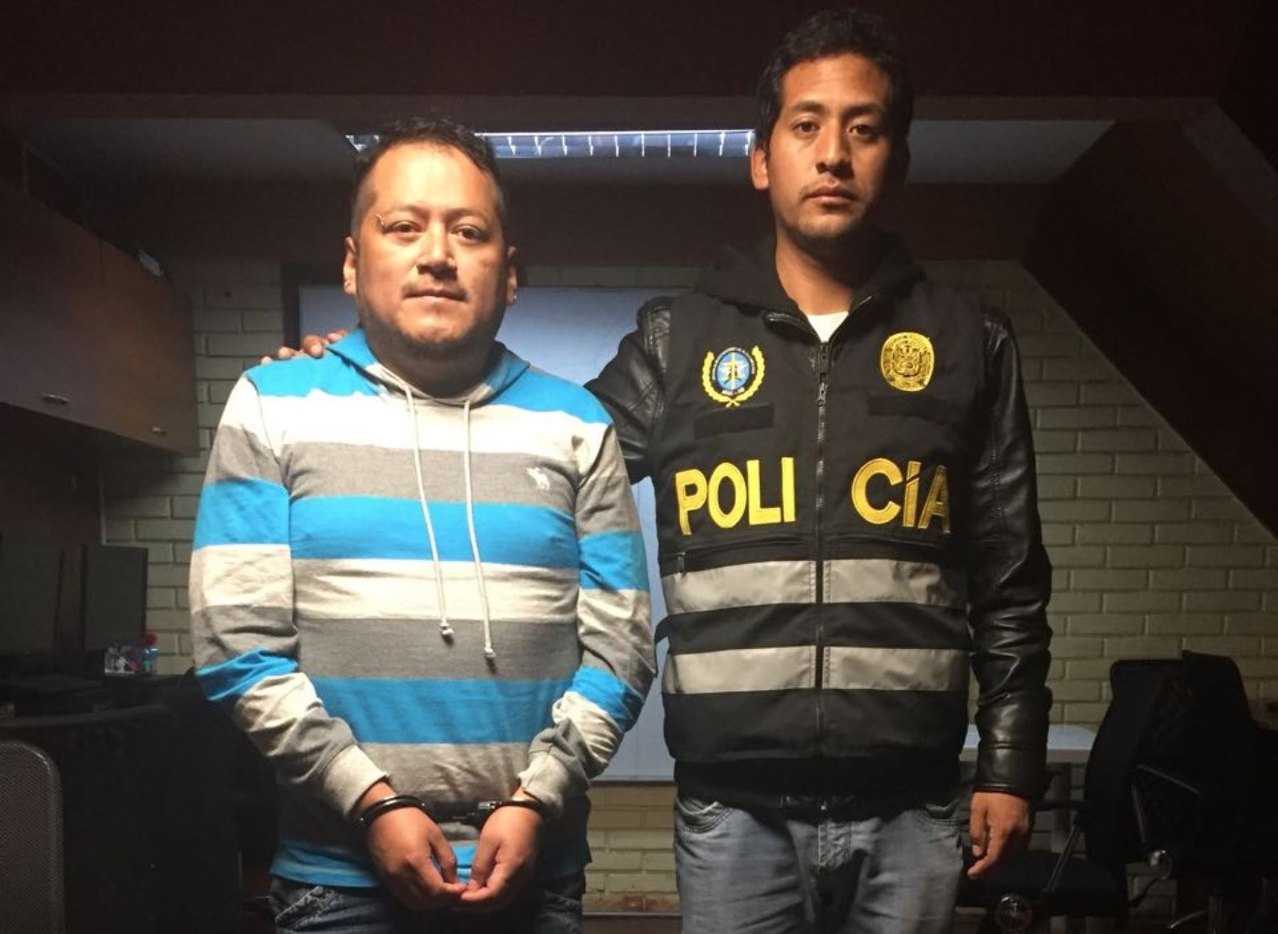 Policía captura a Luis Alberto Huallpa Arias,  expresidente del club León de Huánuco, acusado de violación.Foto:  ANDINA/Difusión.