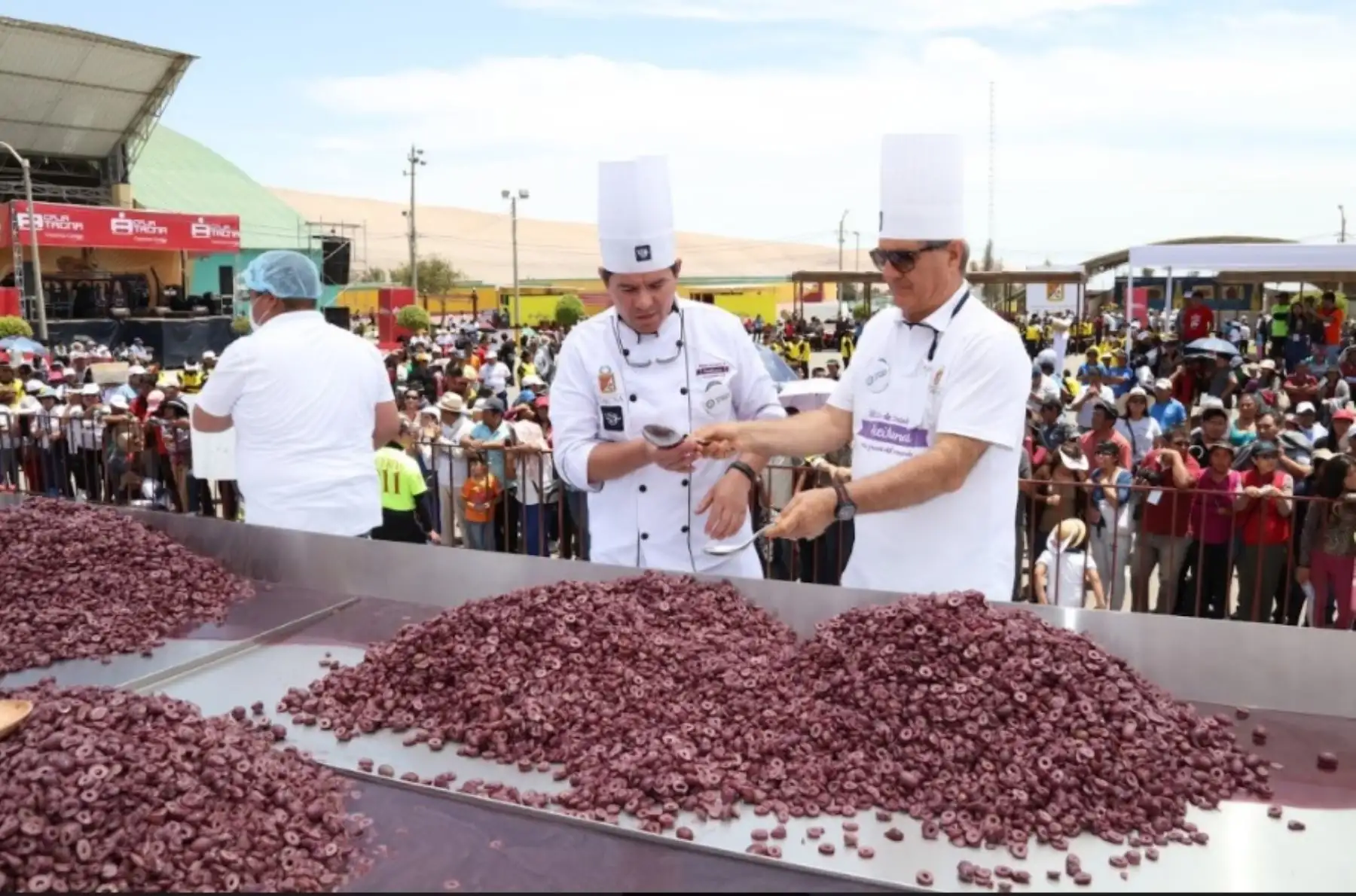En la elaboración de este platillo se utilizaron alrededor de 250 kilos de aceituna tacneña en sus variedades negra y verde.