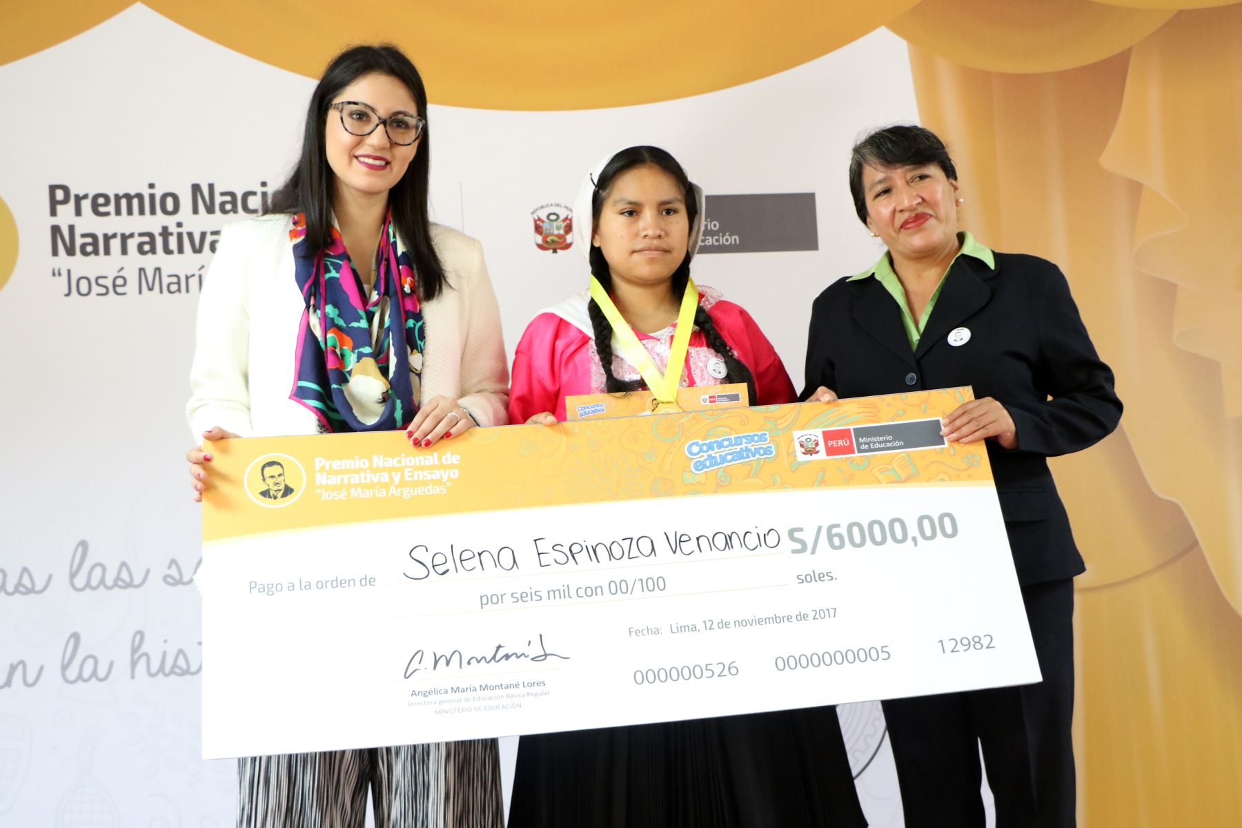 Selena Espinoza Venancio, de Huánuco, logró el primer lugar en concurso de narrativa oral en lengua originaria. ANDINA/Difusión
