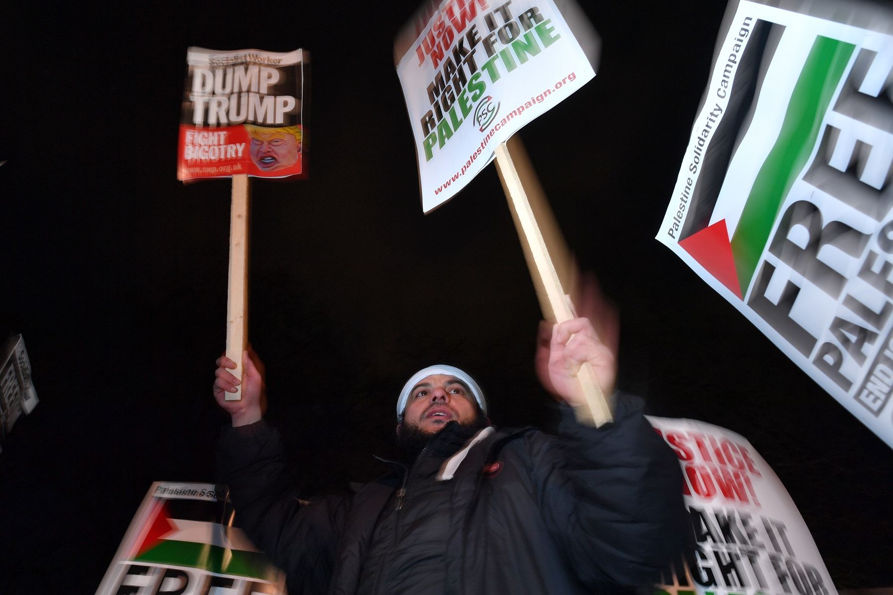 Protestas en Reino Unido por decisión de los Estados Unidos sobre Jerusalén. Foto: AFP.